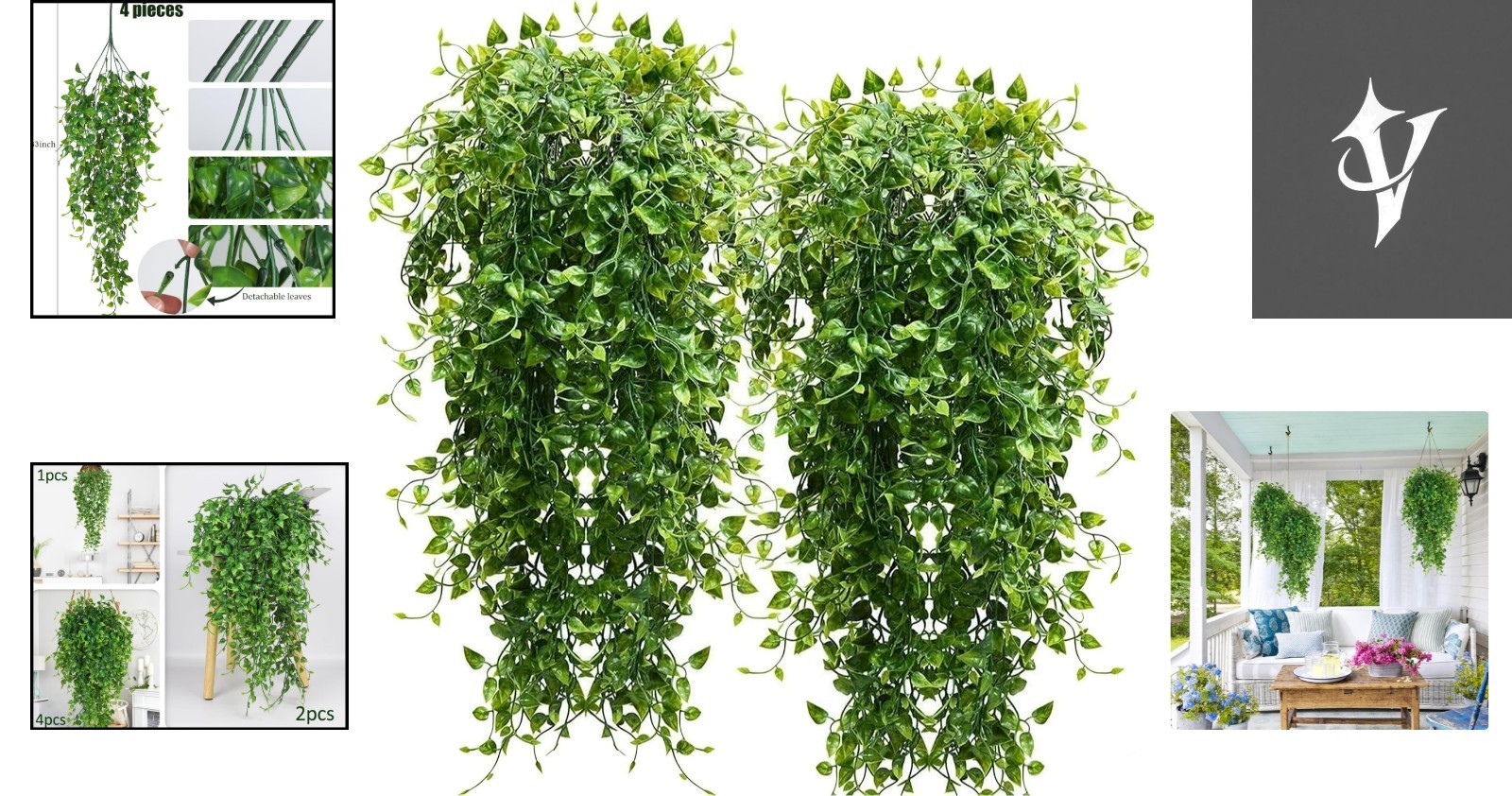 Elegant 4-Pack Faux Eucalyptus Hanging Plants – Perfect for Parties & Weddings