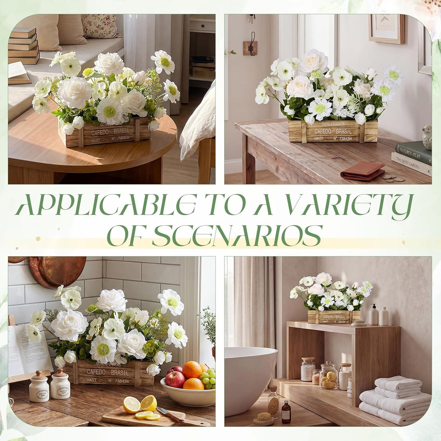 Rustic Floral Centerpiece with Artificial Flowers for Table Decor