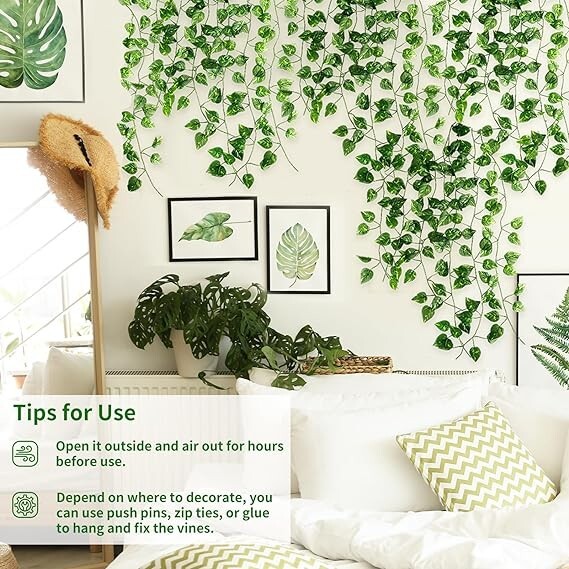 24 Pack 173ft Artificial Ivy Greenery Garland,Green Leaves for Jungle Theme dec.
