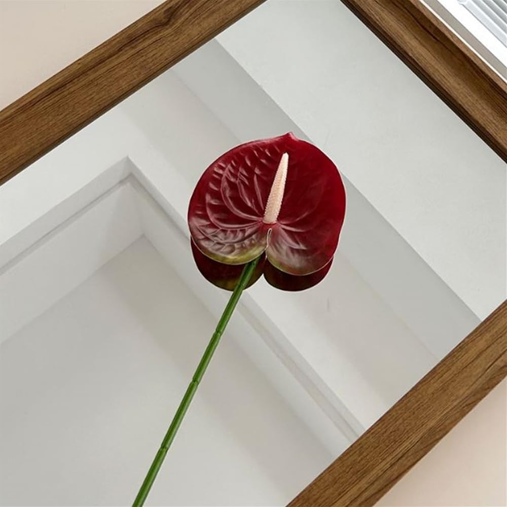 8 PCS 235/8 Inch Black Artificial Anthurium Fake Flowers Table Centerpieces