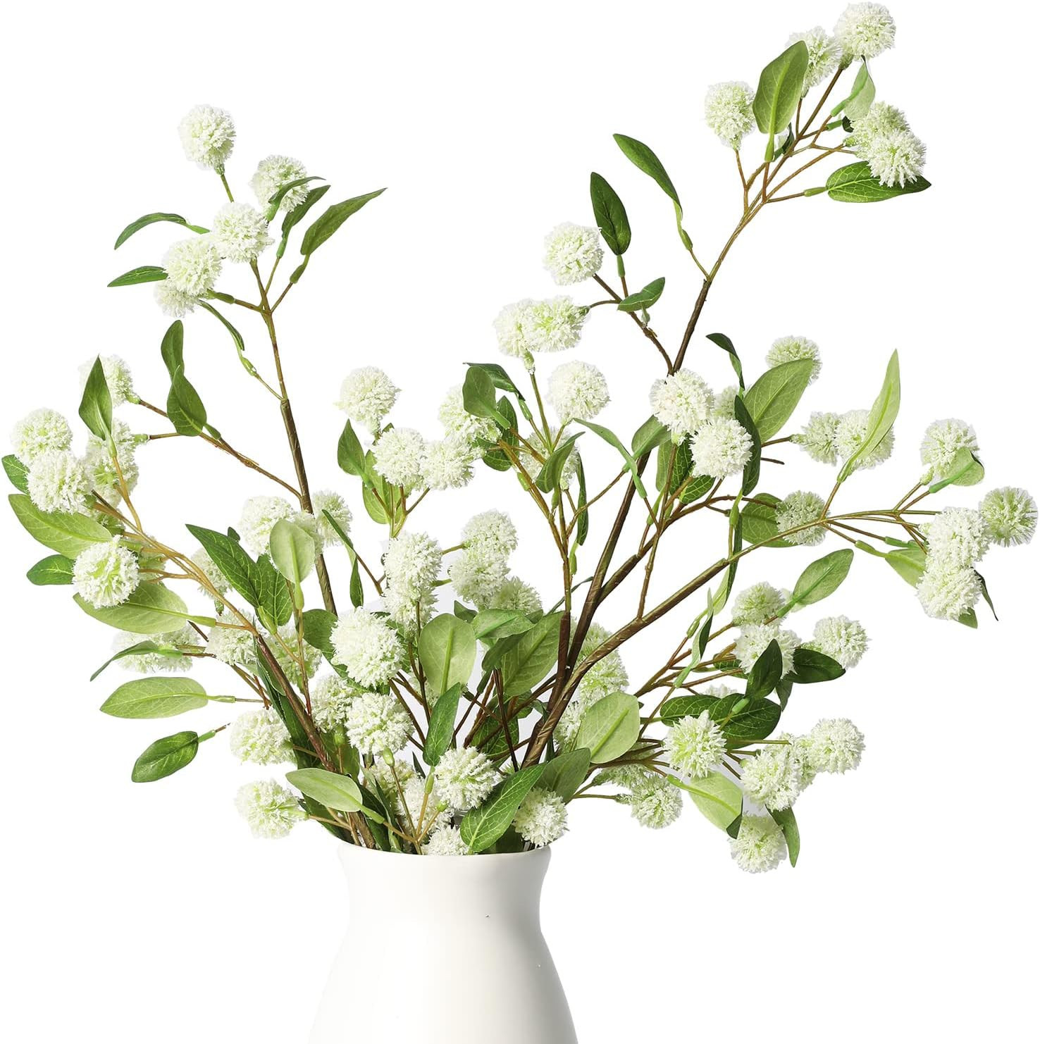 4Pcs 35.4″ Green Faux Branches for Home, Office & Garden Décor – White Orchid