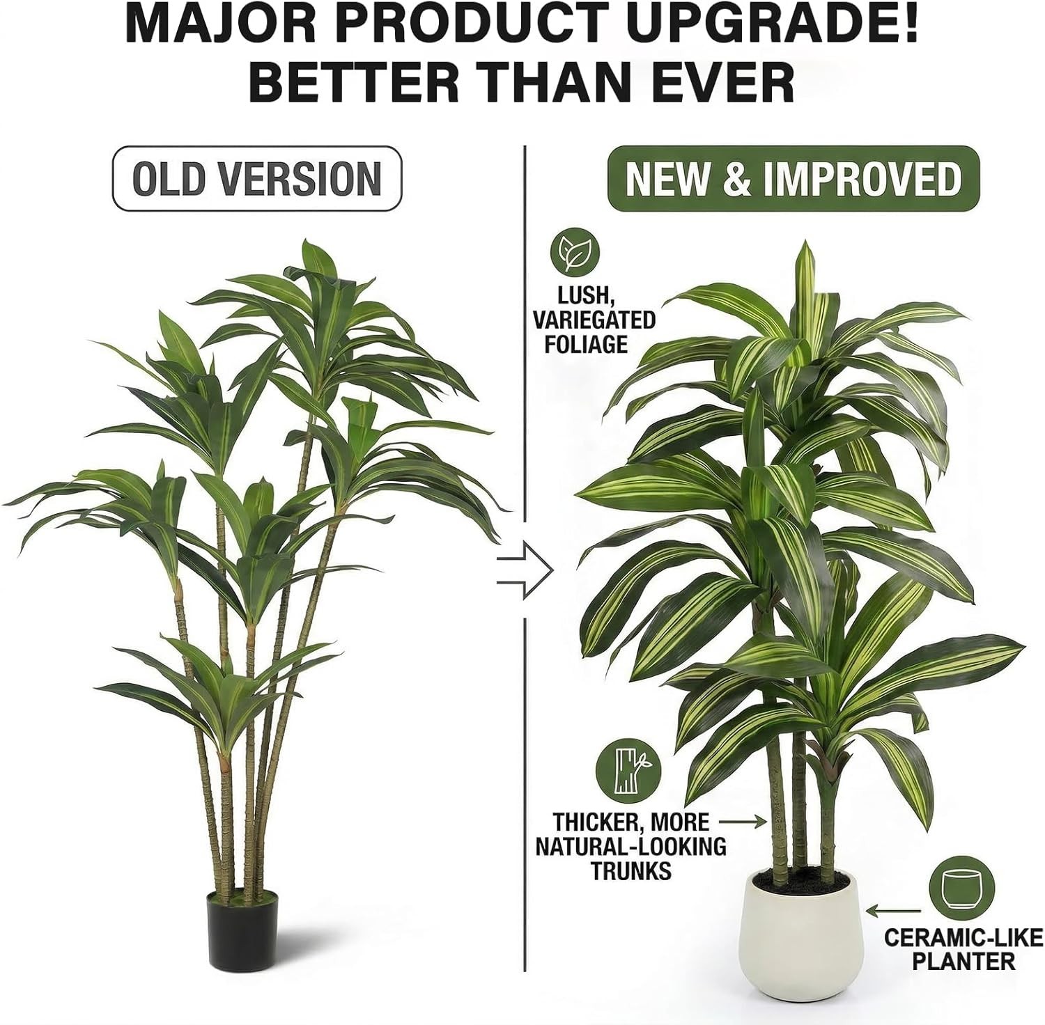 5FT Artificial Tree Dracaena Plant in Decorative Pot-Realistic Fake Plant Indoor