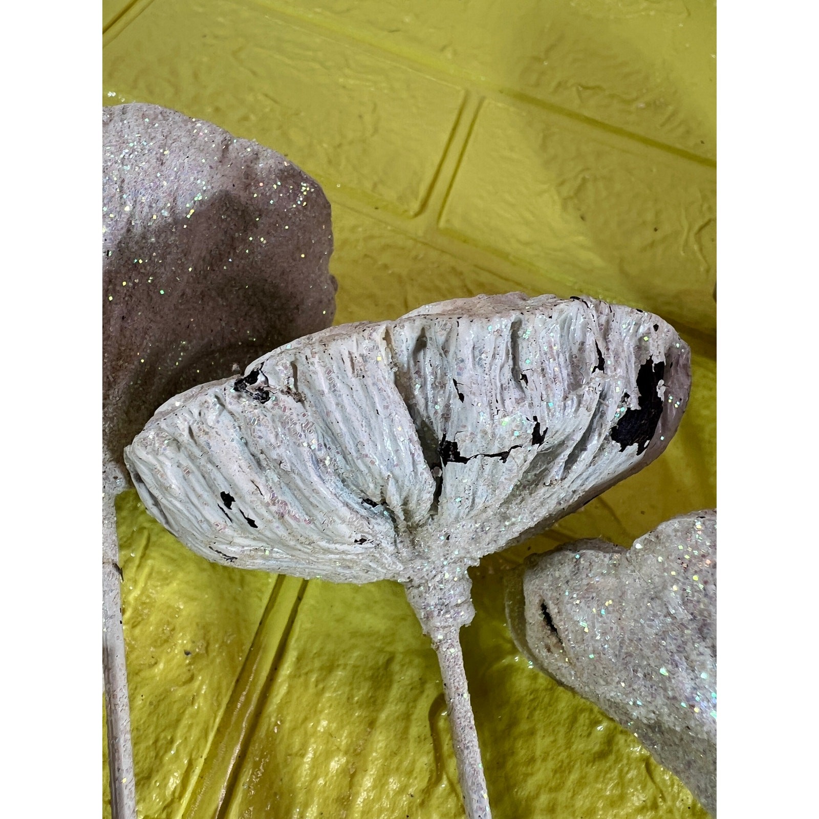 Vintage Lotus Seed Pod Floral Picks Christmas Holiday White Silver Set