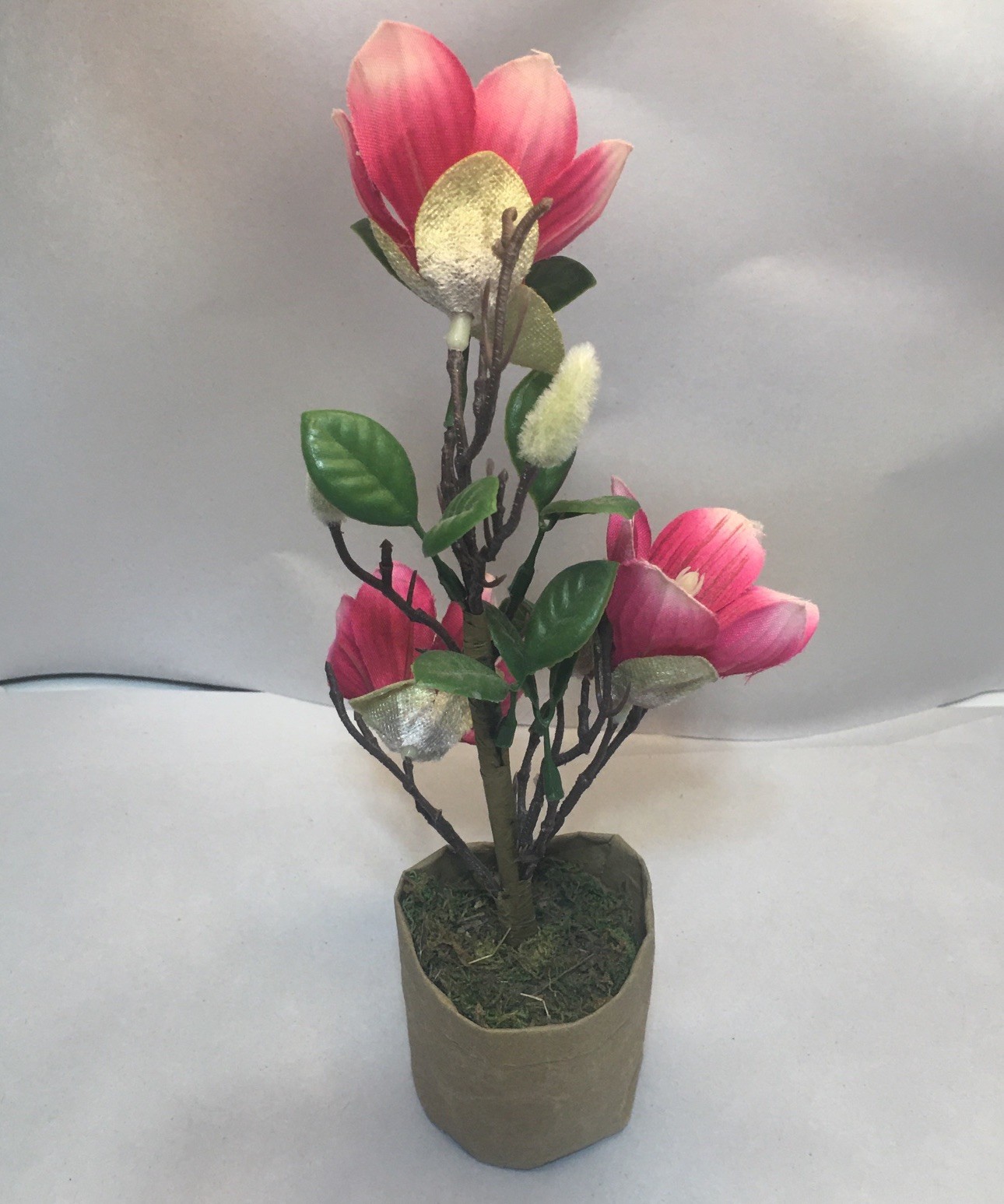 Artificial Japanese Magnolia Flowers in Paper Pot