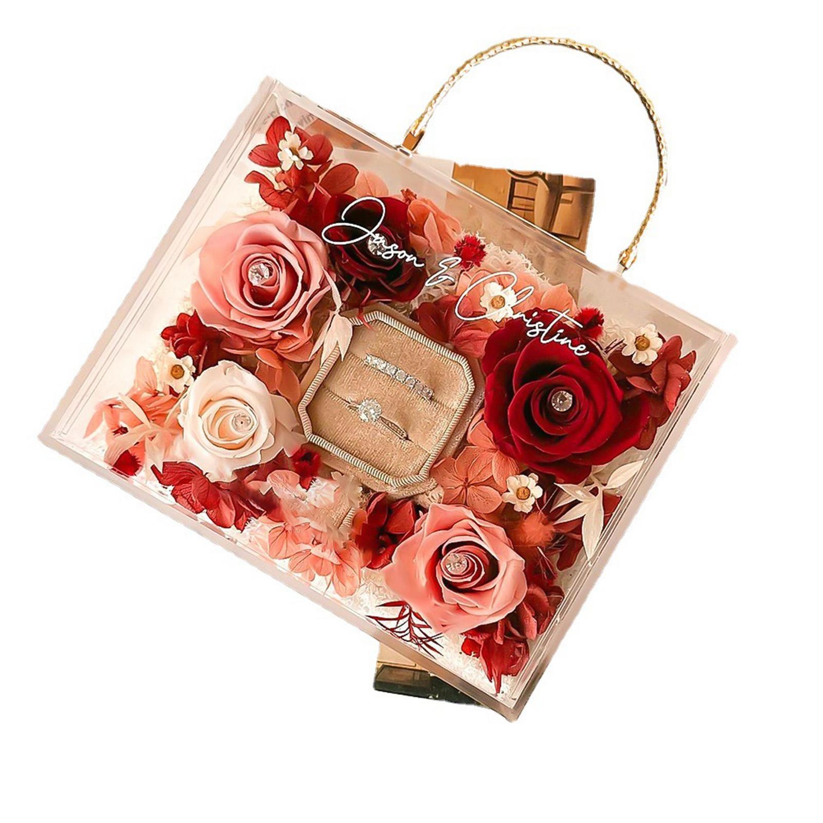 Clear Acrylic Flower Box Gift Box Shadow Box Transparent Flower Arrangement Box