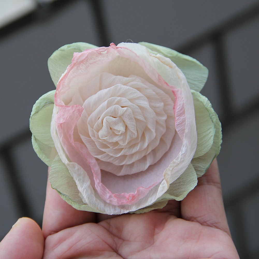 Retro Pink Fabric Rose Flower Button Embellishment Accessories Vintage Wholesale