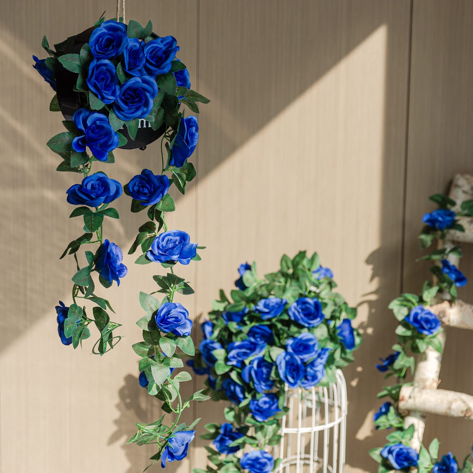 OWPFJG 2 Pack 16FT Artificial Rose Vine Fake Flowers Garland Hanging Silk Ros…
