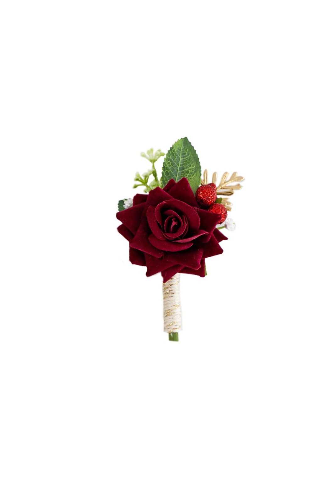 1 PCS Ivory Rose Men Boutonniere Wedding Groom Groomsmen Artificial Flowers