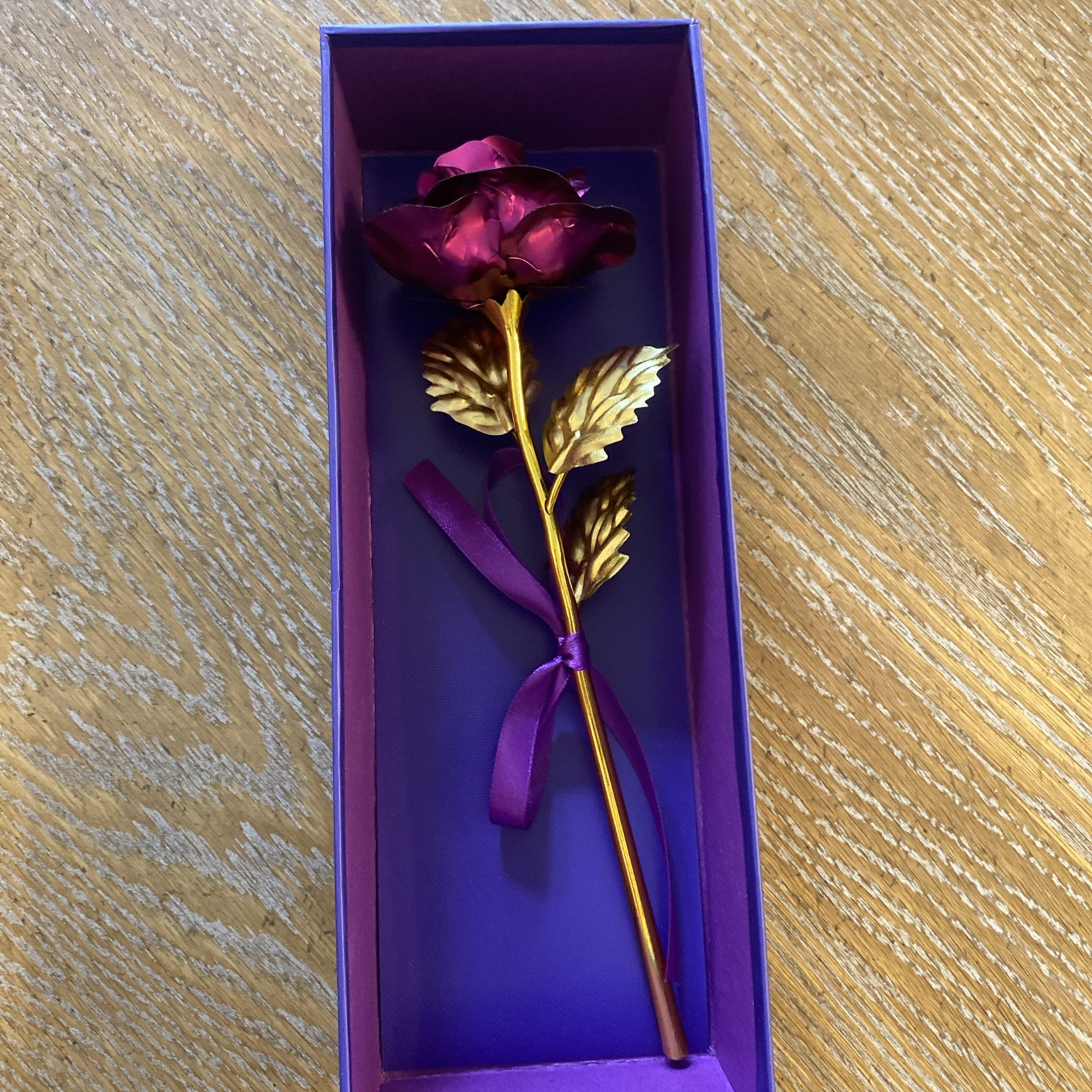 Forever 24K Rose Gold Purple Dipped Flower w/ Gift Box for Her