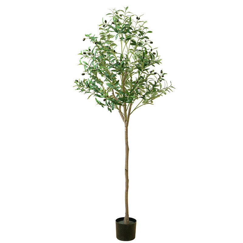 5.9FT Artificial Olive Tree Faux Olive Plants Potted w/ Leaves & Fruit Silk Tree