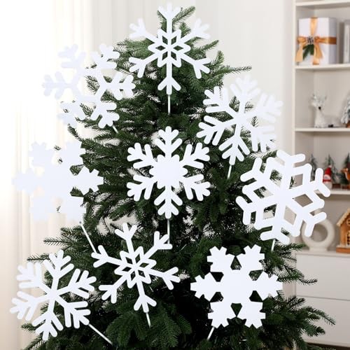 VioraWhite 18 Pcs Extra Large Pick 7.87 Inch White Decor Winter Snowflake