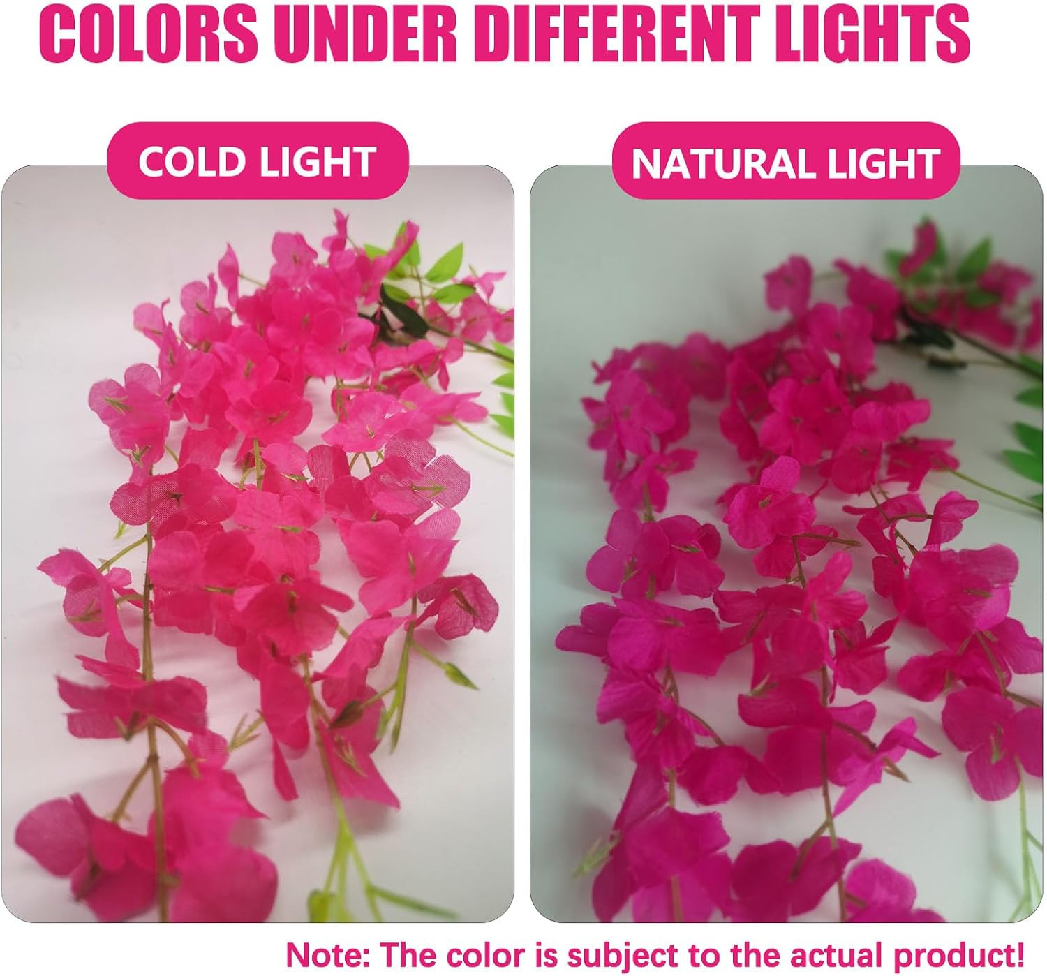 Fuchsia Wisteria Hanging Flowers 24 Pack – 3.4 Ft Artificial Garland Vines
