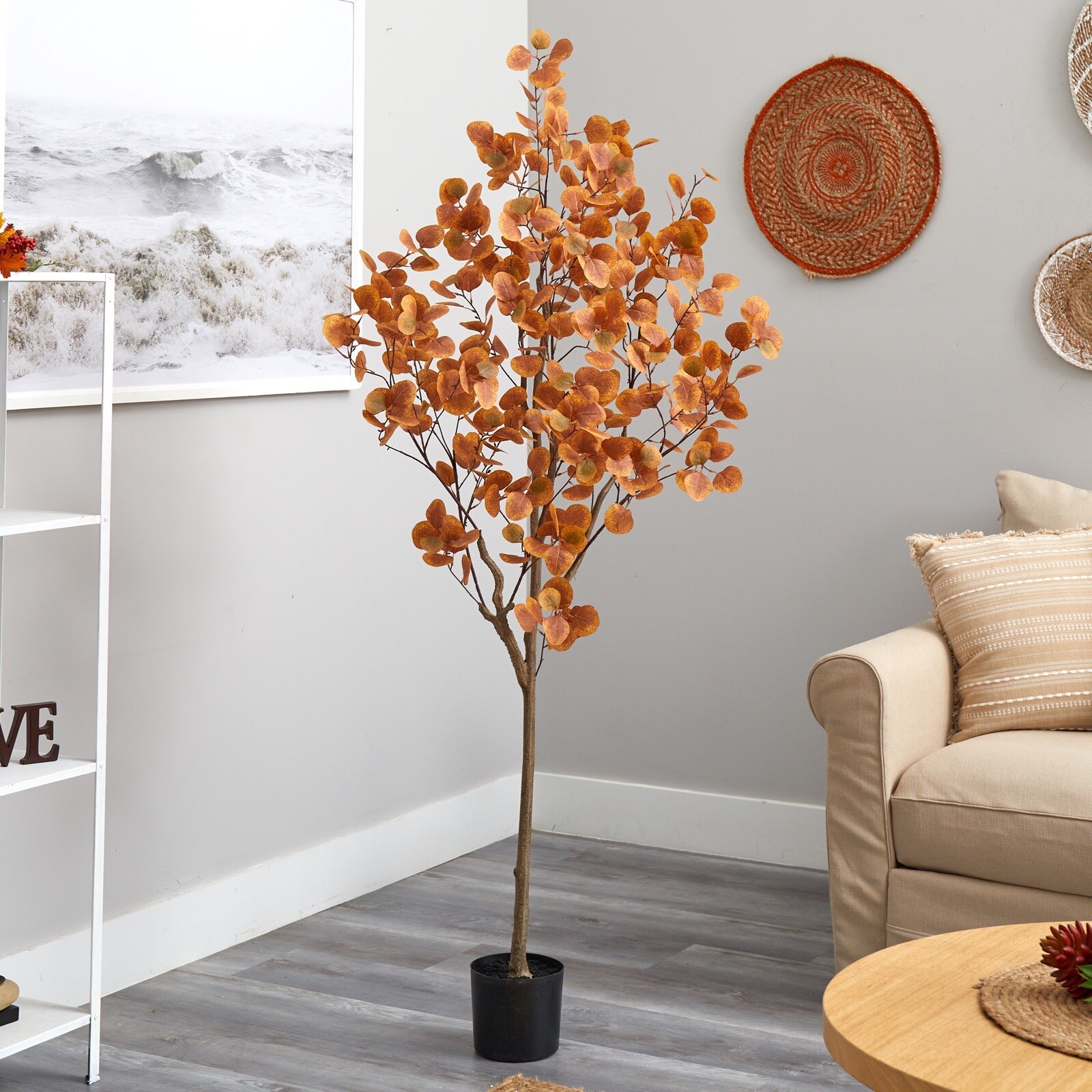 6’ Autumn Eucalyptus Fall Artificial Tree Home Garden Office Decor. Retail $206