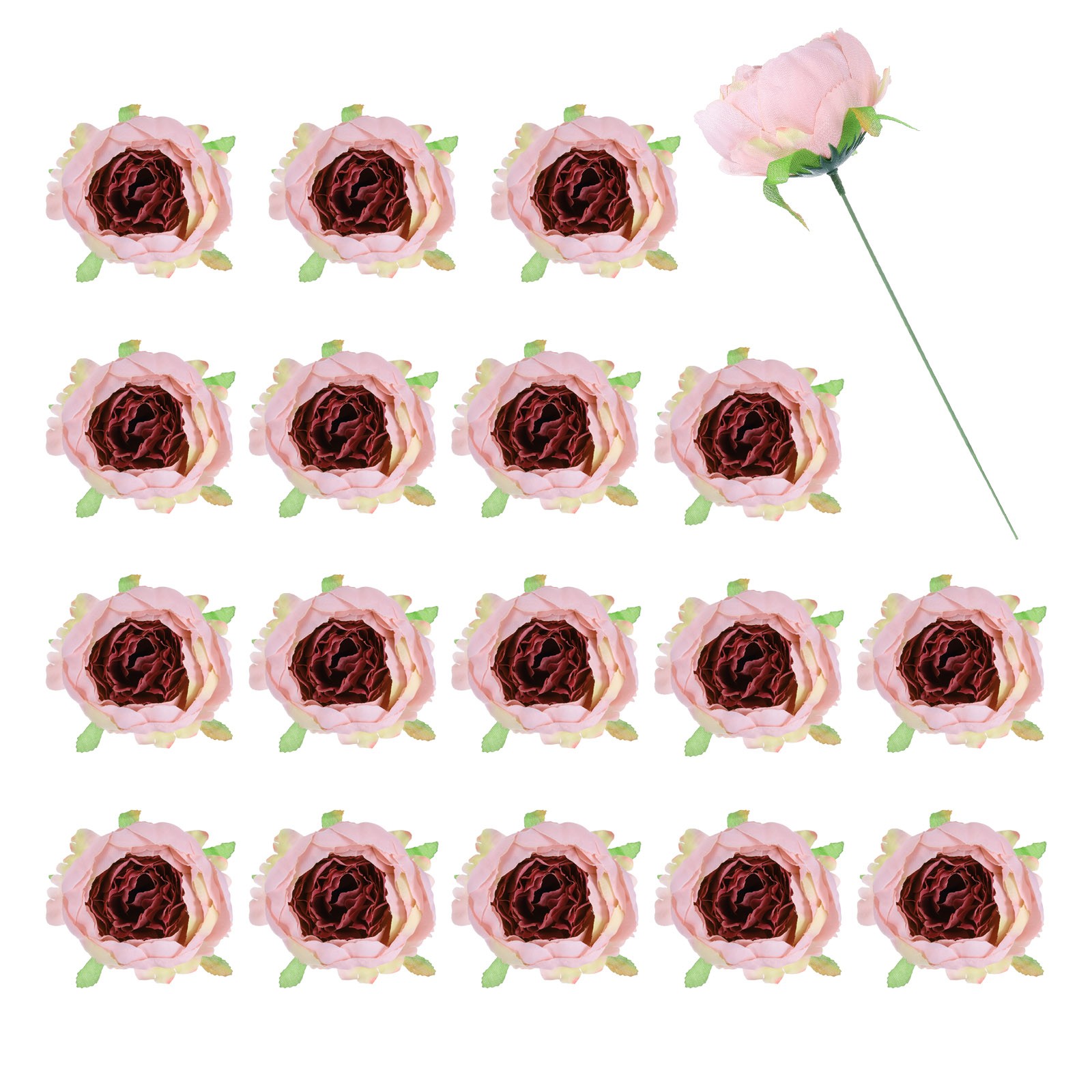 25Pcs Peonies Artificial Flowers Fake Peony Flowers with Stems Purple Pink