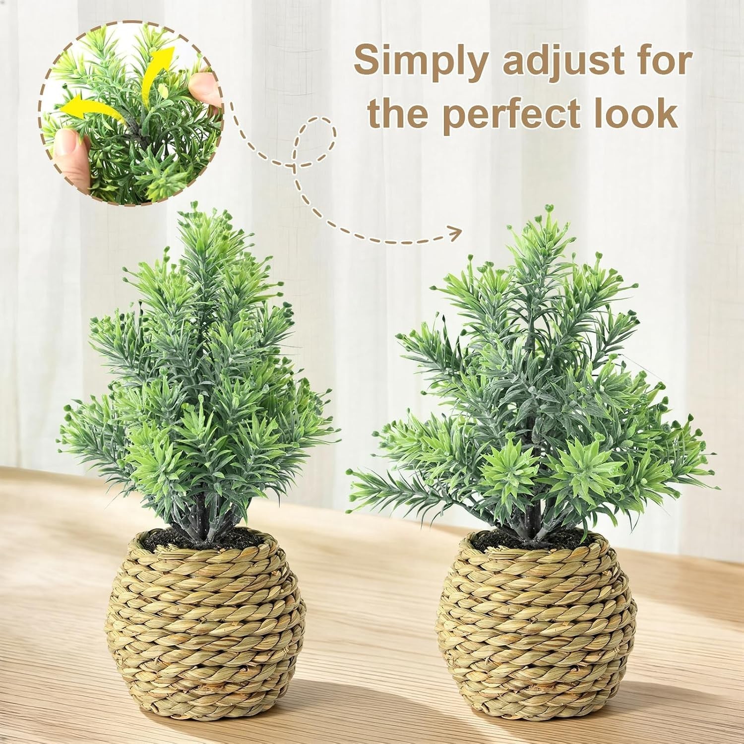 Small Fake Plants, 4 Pack Artificial Plants in Handwoven Seagrass Baskets | N…
