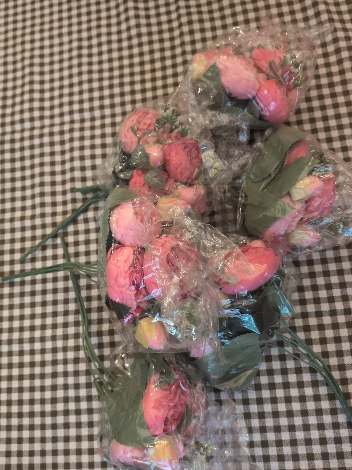 Pink Silk Peony Artificial Flowers 1 Bouquet 5 Big Head and 4 Bud Fake Flowers