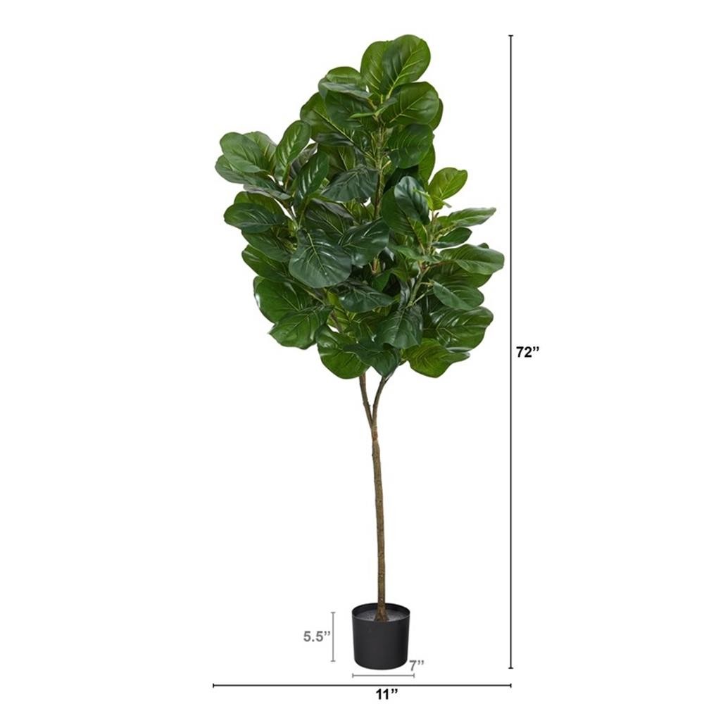 Pemberly Row 72″ Fiddle Leaf Fig Artificial Tree in Green/Black
