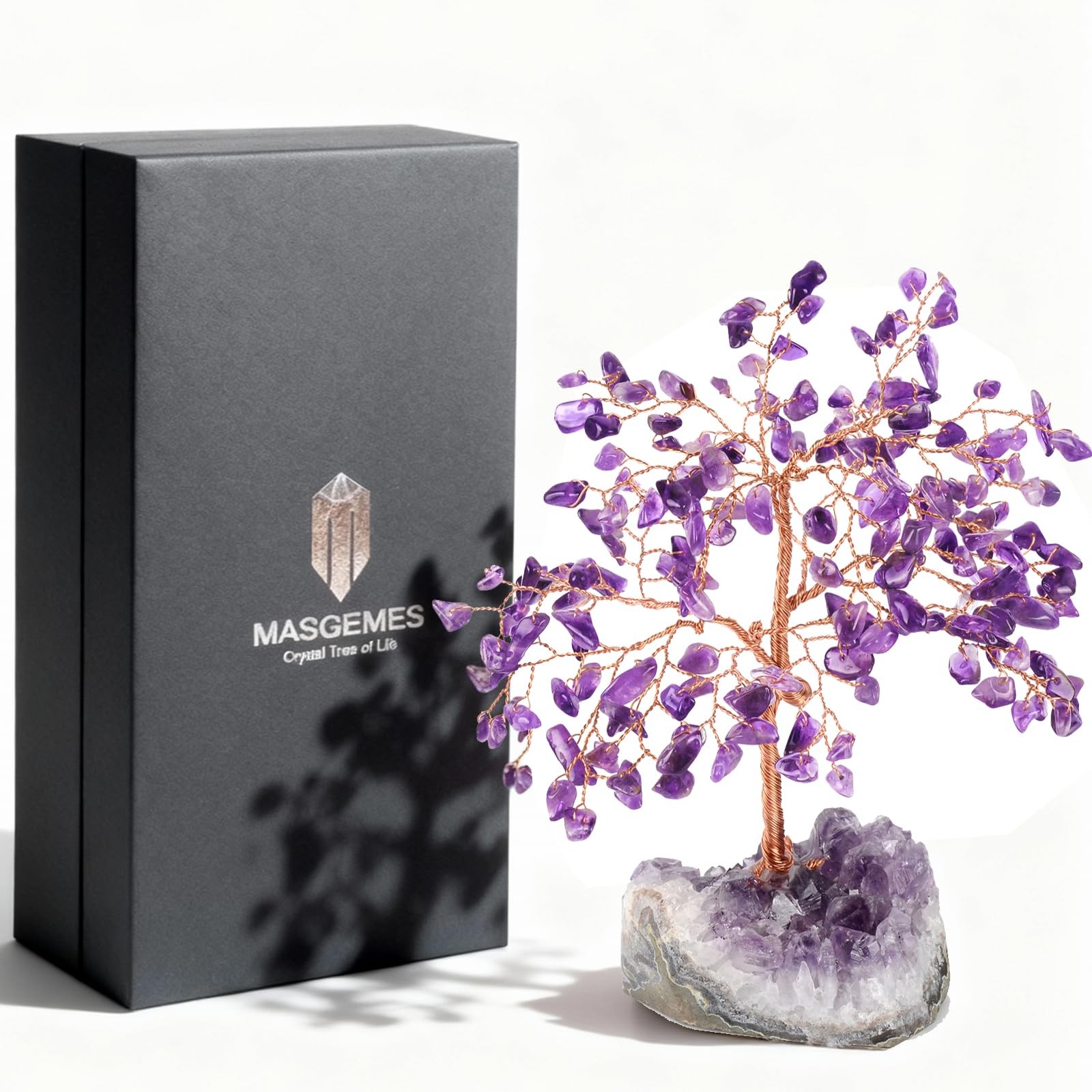 MASGEMES Handmade Chakra Gemstone Crystal Tree of Life,Natural Amethyst with …