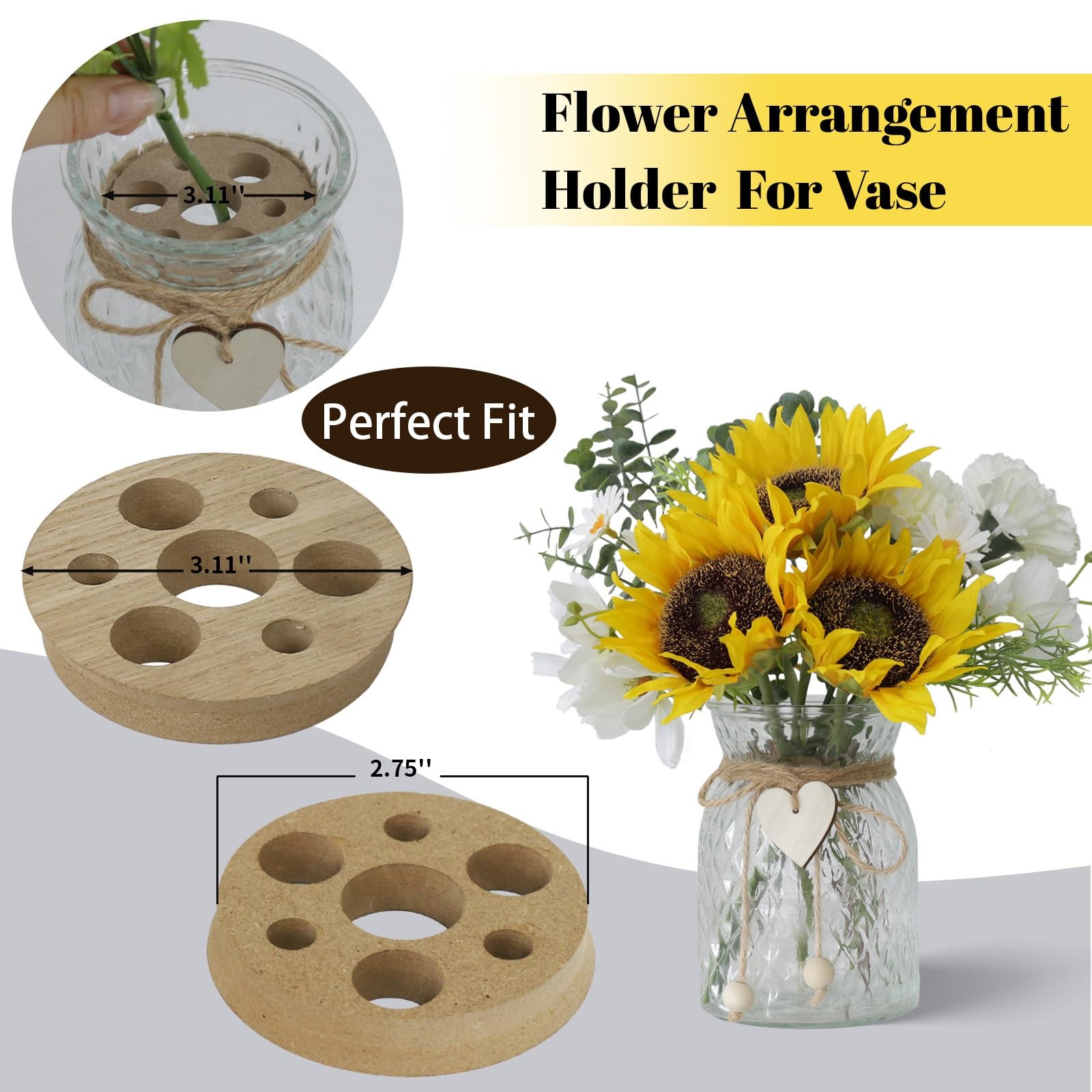 Artificial Sunflower Bouquets in Vase with a Flower Arrangement Holder – Cent…