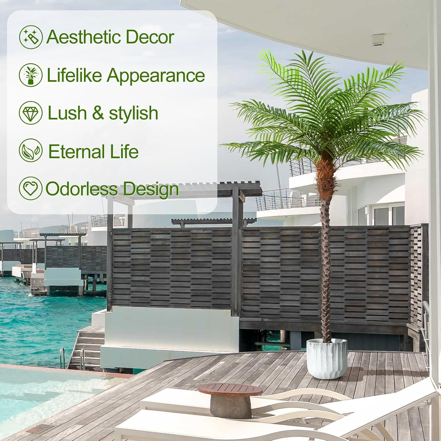 8.5Ft Tall Artificial Phoenix Palm Tree for Outdoors Indoor Decor, Large Faux Co