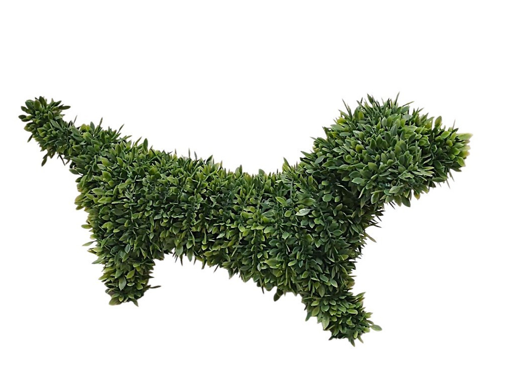 GrandinRoad 18″L Topiary Dog DACHSHUND Faux Realistic Boxwood Decor In Outdoor