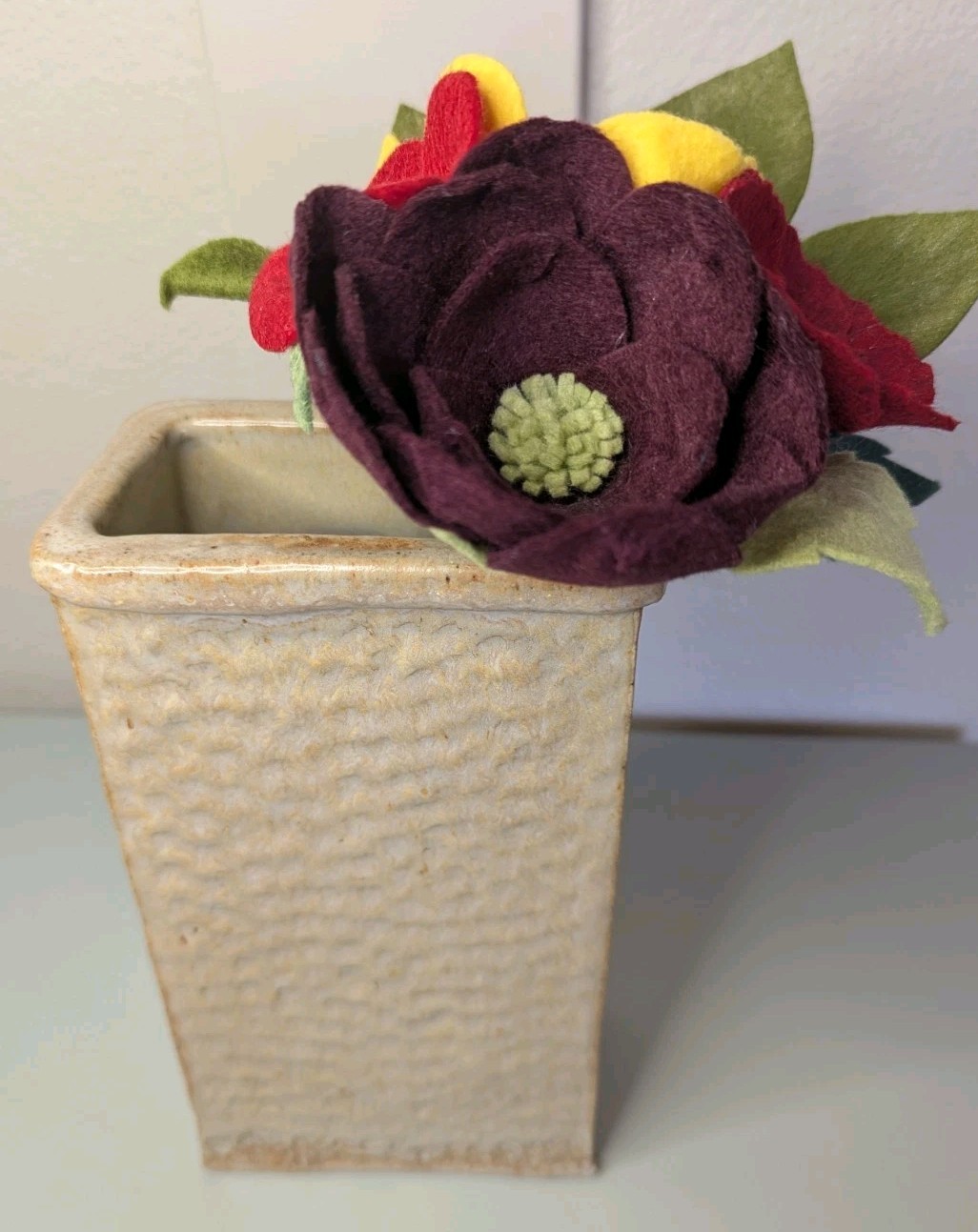 Beautiful Hand Cut Wool Blend Felt Flower Bouquet Gift Wrapped/Great Gift Idea!