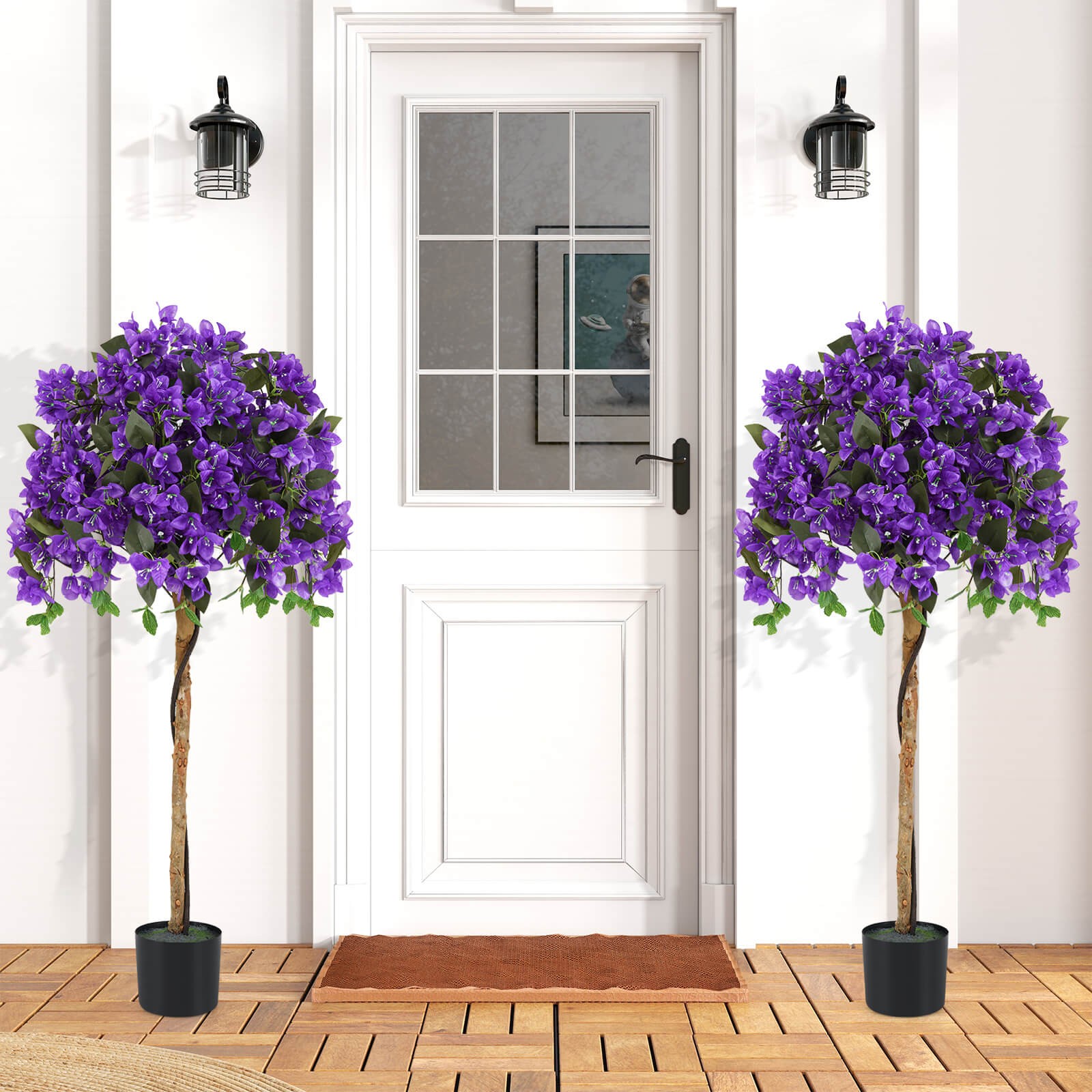 53″ Artificial Azalea Tree Faux Floral Plant w/ Red Azalea Flowers Nursery Pot