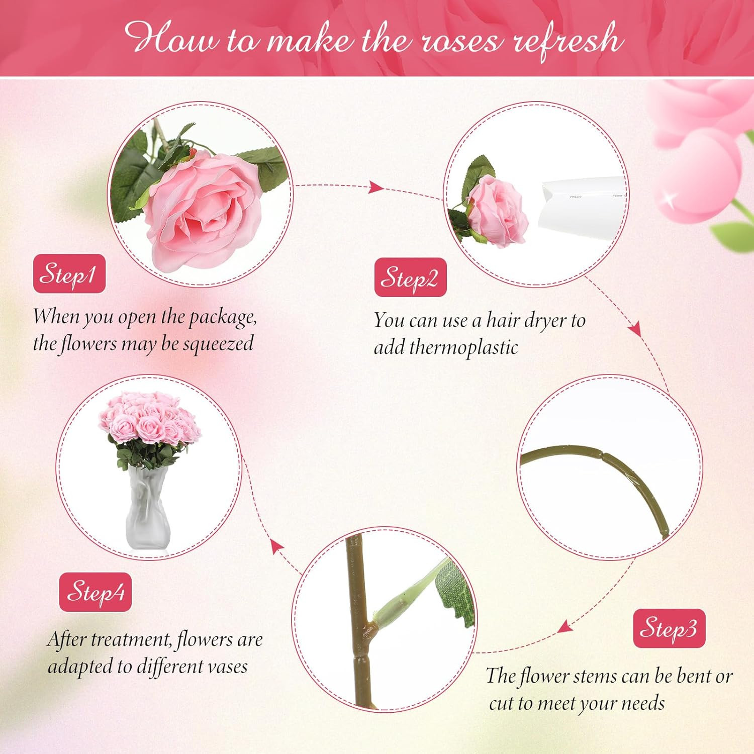 200 Pcs Realistic Pink Silk Roses for Weddings & Home Decor
