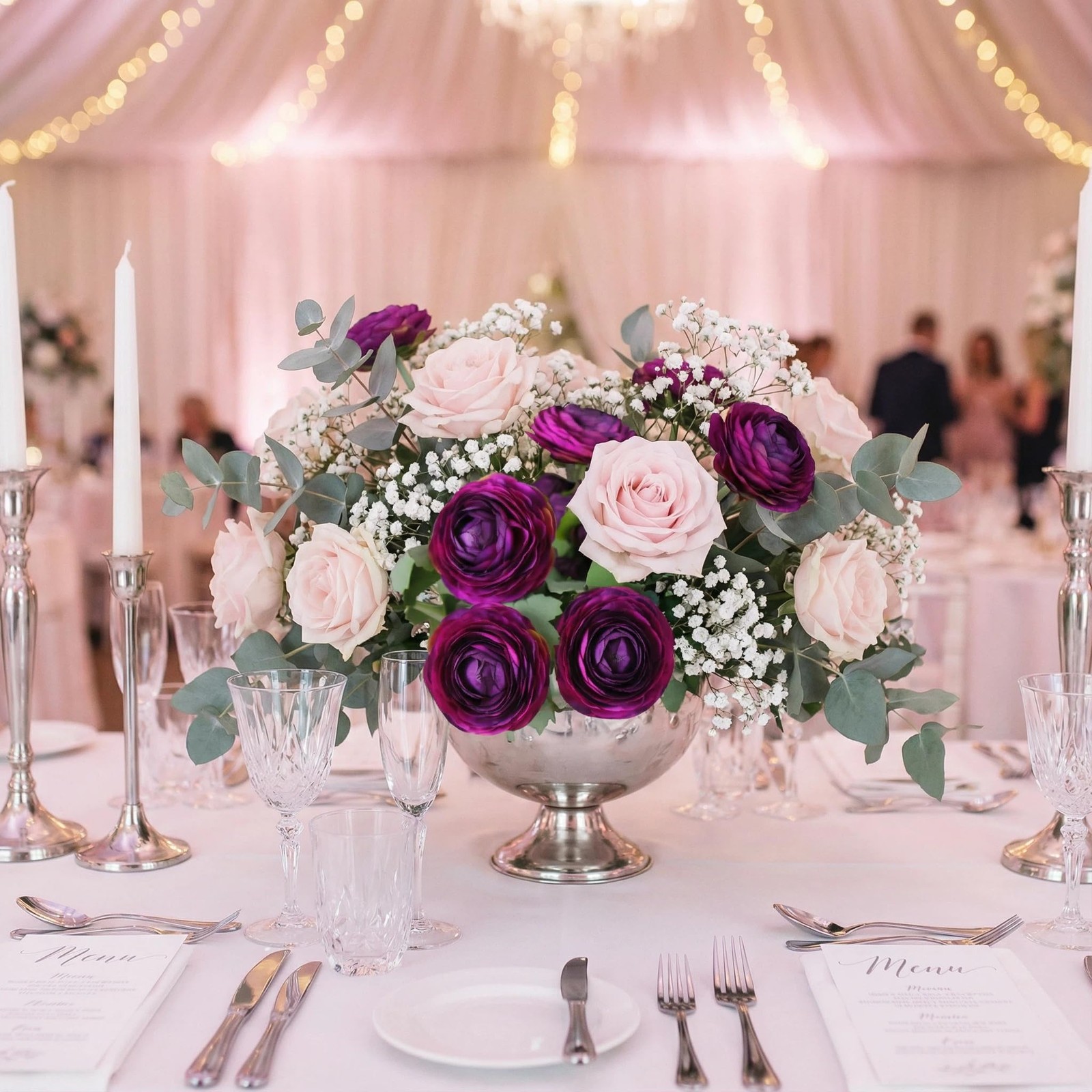 Artificial Ranunculus Flowers With Real Touch Stem Silk Ranunculus Flowers purp