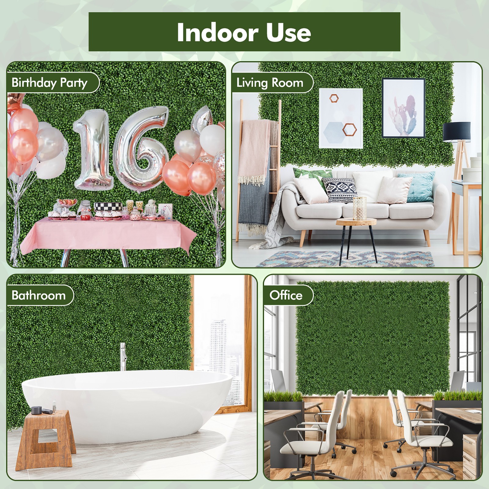 12 Pcs Faux Boxwood Panels w/ Insertable Branches Privacy Hedge Screen 20″ x 20″