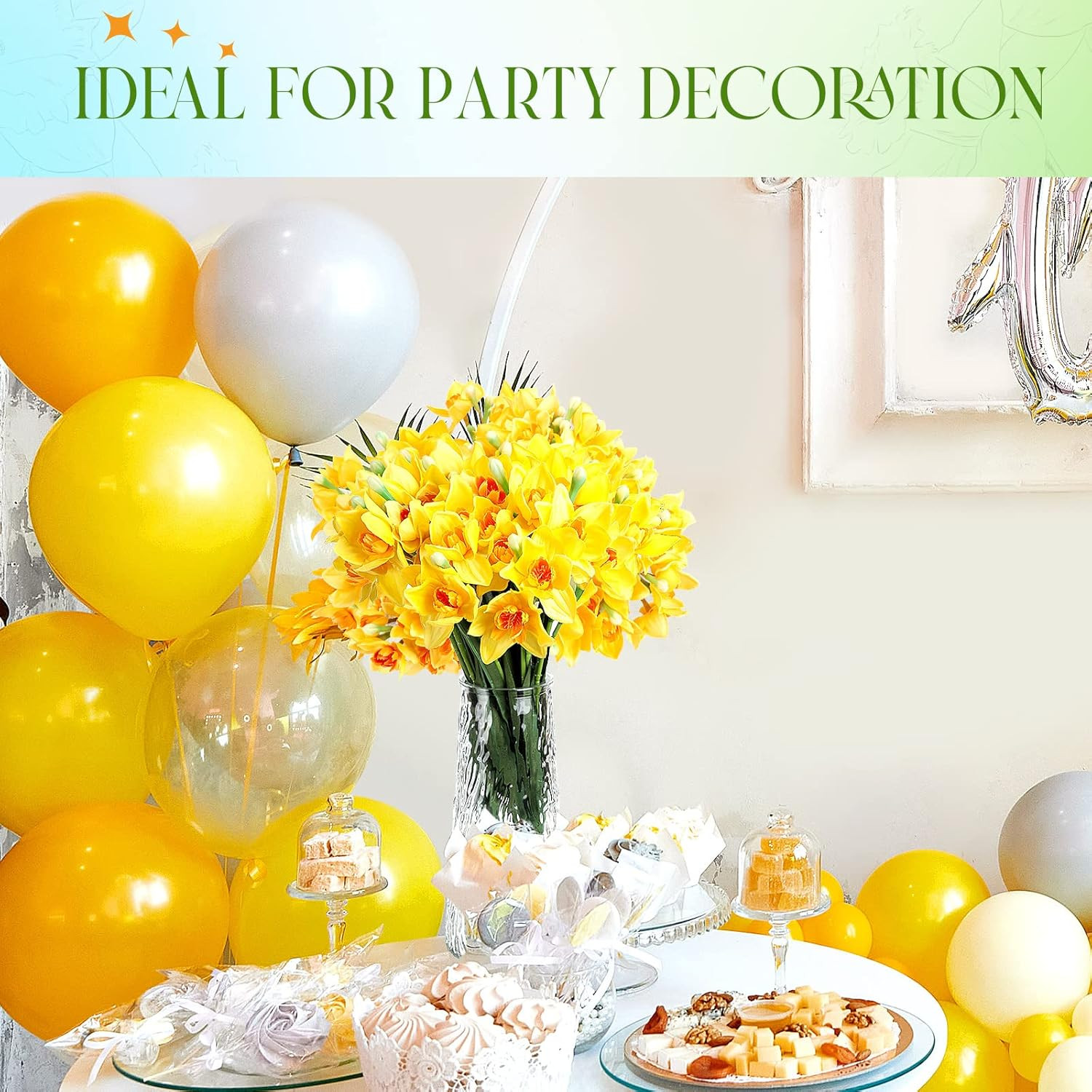 30 Pcs Artificial Daffodils, 16.4 Inch Narcissus Faux Flowers for Indoor & Outdo