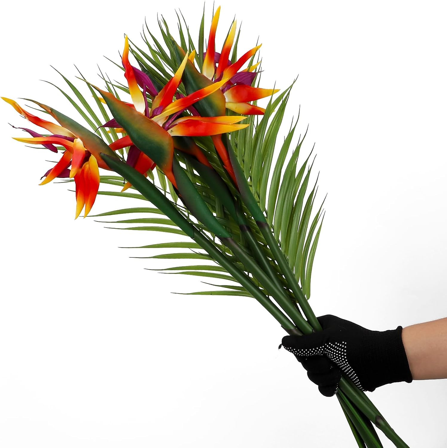 8 PCS Faux Bird of Paradise & Palm Leaves for Home, Garden, Wedding Decor