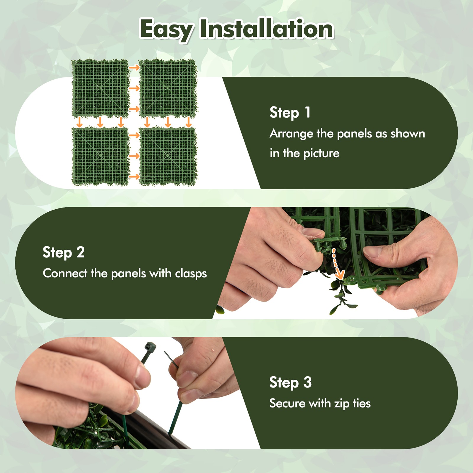 12 Pcs Faux Boxwood Panels w/ Insertable Branches Privacy Hedge Screen 20″ x 20″