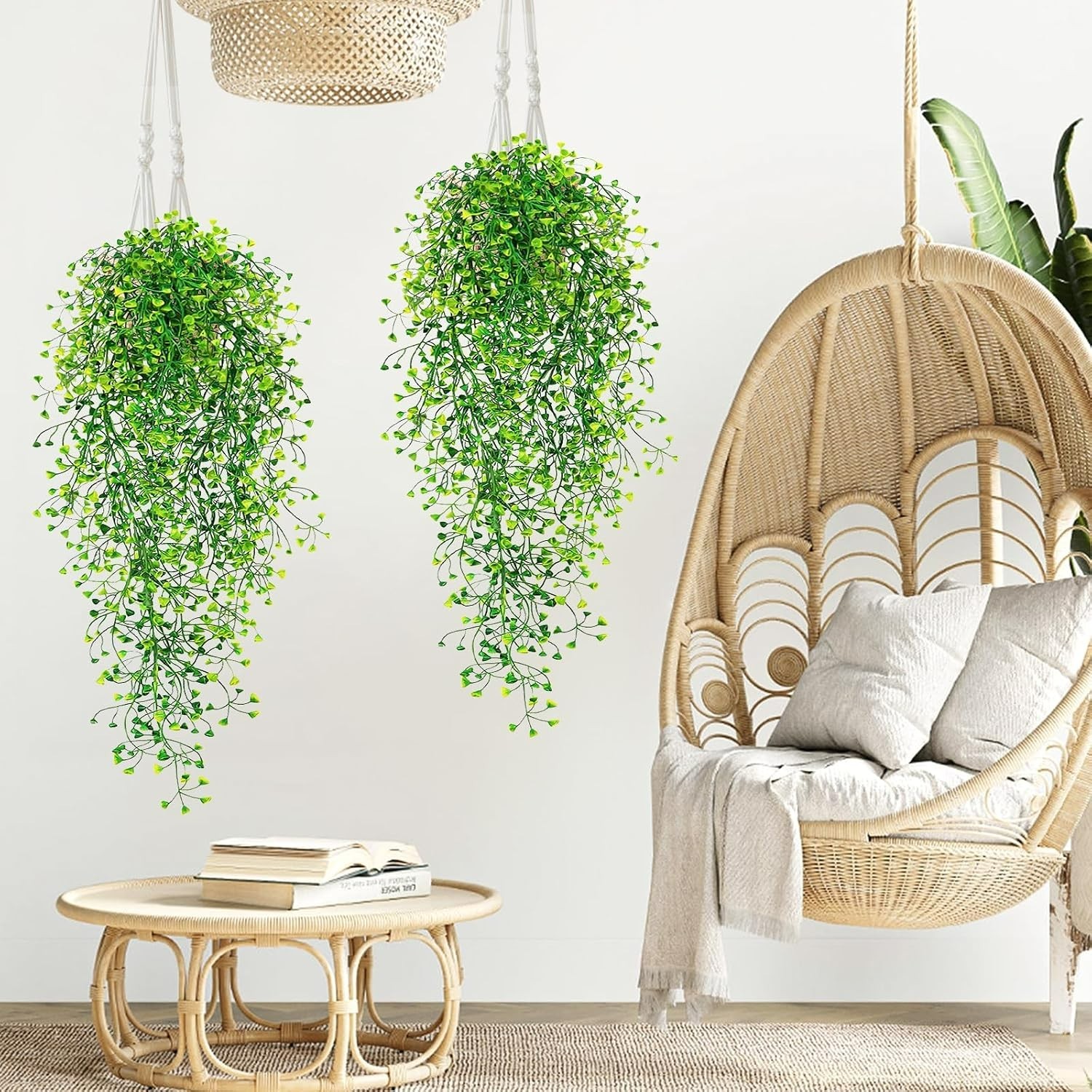 Gorgeous 3pcs UV-Proof Faux Hanging Plants for Effortless Indoor/Outdoor Style