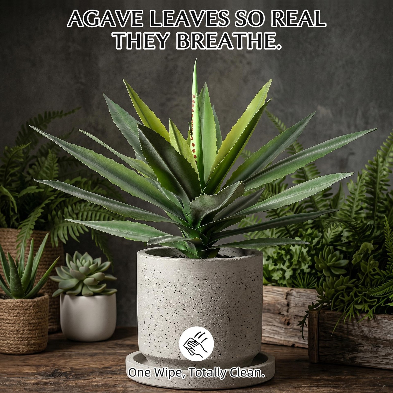 Best Artificial Agave Plant Outdoor, 22Inch Fake Plants UV Resistant for Indoor
