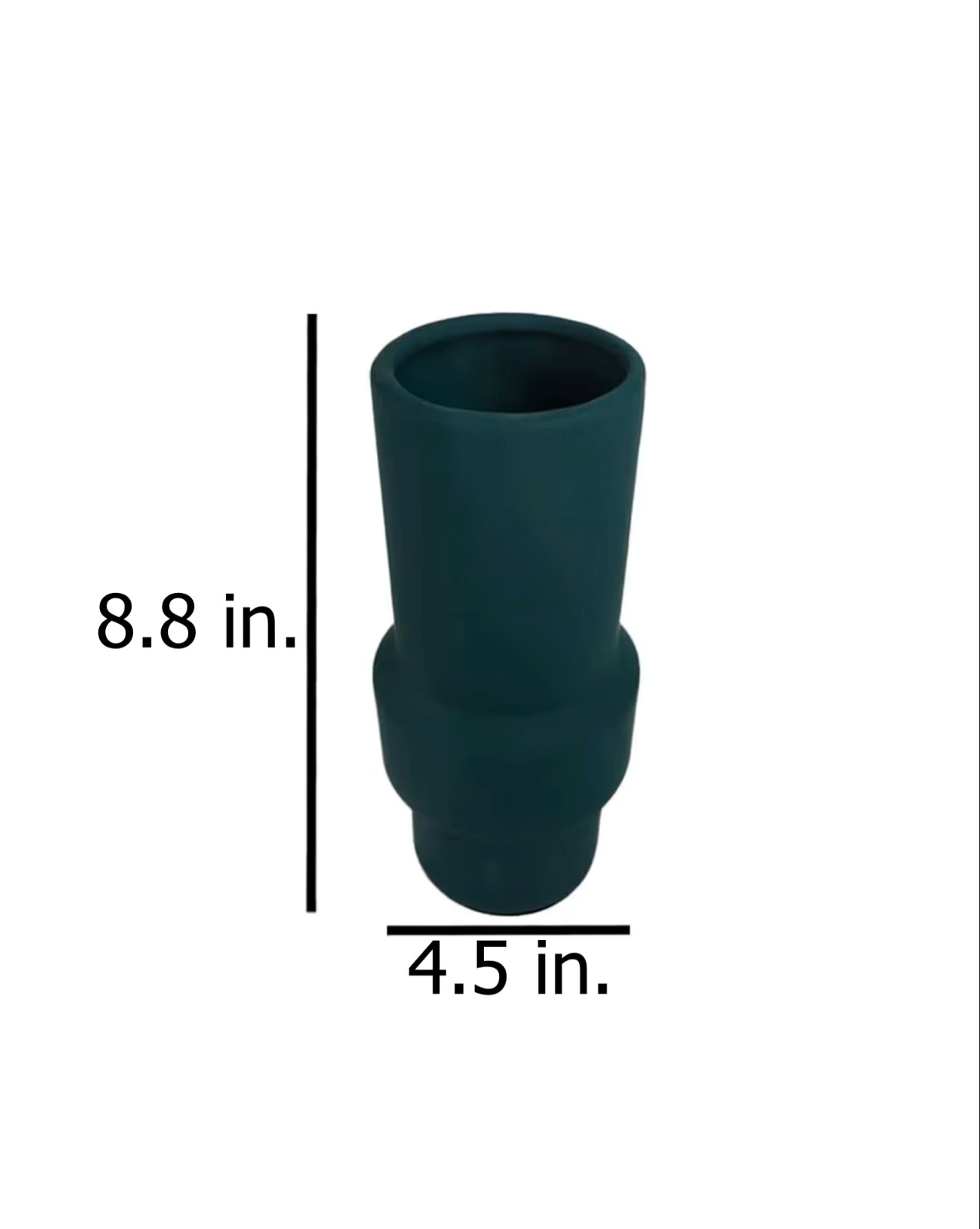 8.8″ Ceramic Round Pipe Vase Matte Finish Pine Green for Floral Arrangements