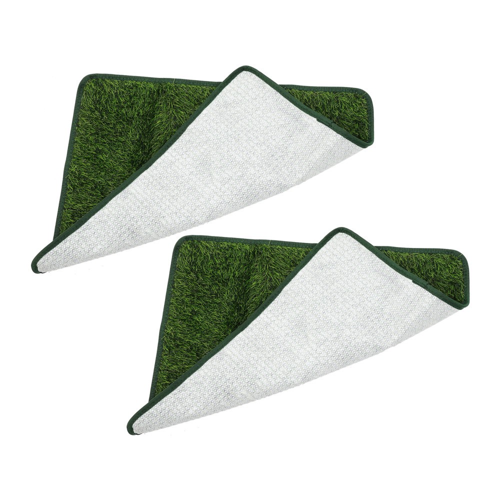 2Pcs Washable Pet Grass Pads Green Synthetic Dog Turf Rug for Indoor Use