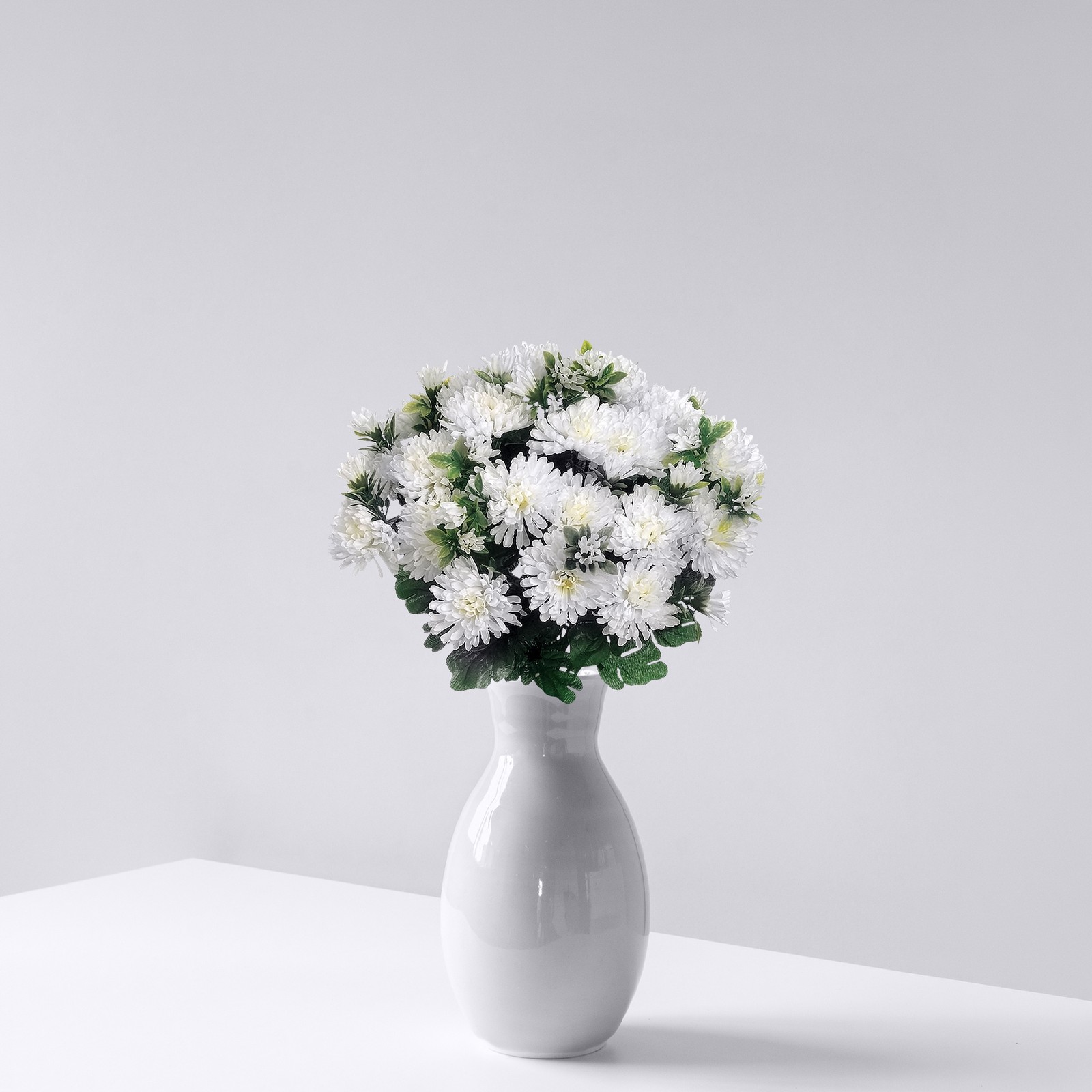 Allstate 14″ Decorative White Artificial Flowering Chrysanthemum Bush