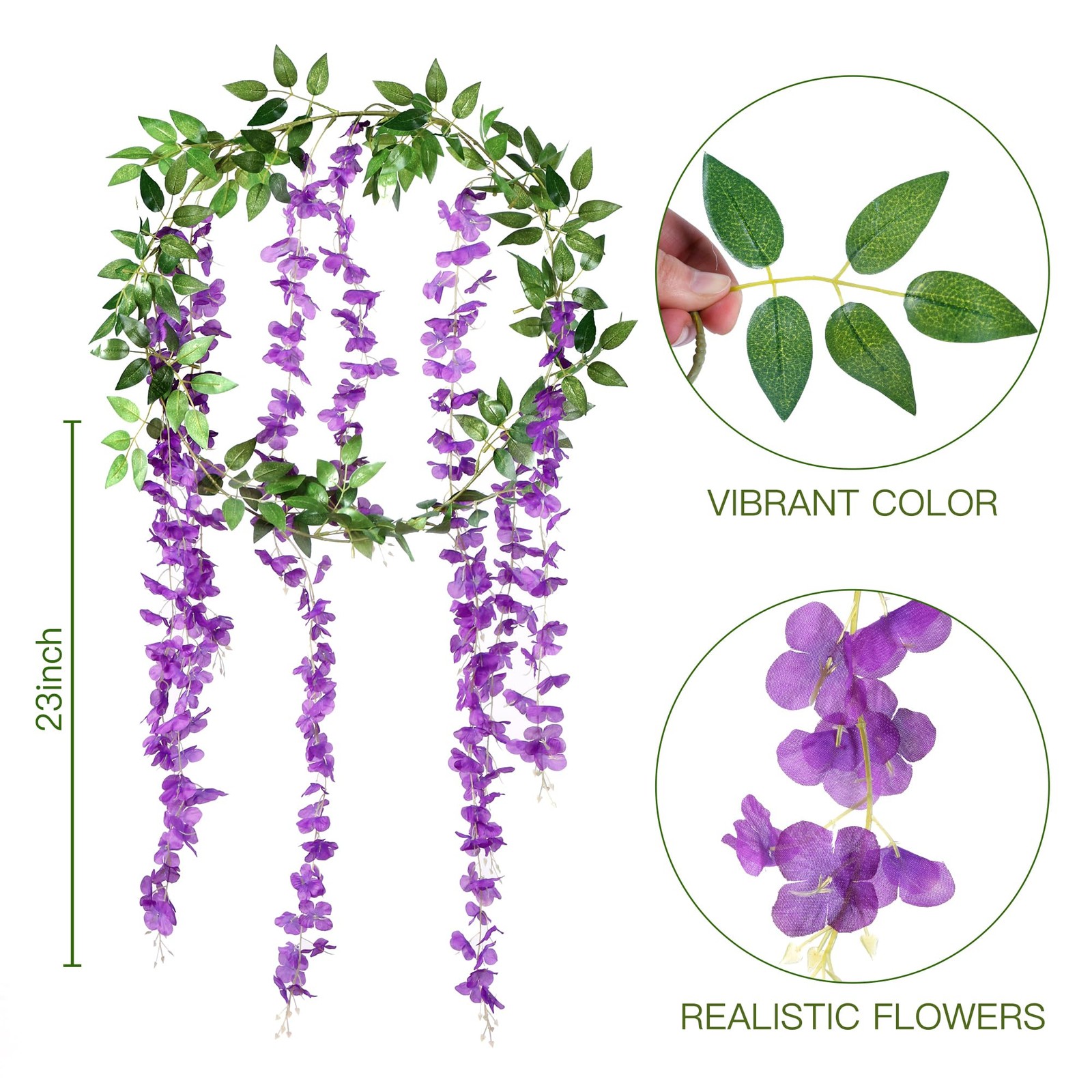6Pcs Wisteria Garland Artificial Flowers Garland Fake Hanging Wisteria Vines …
