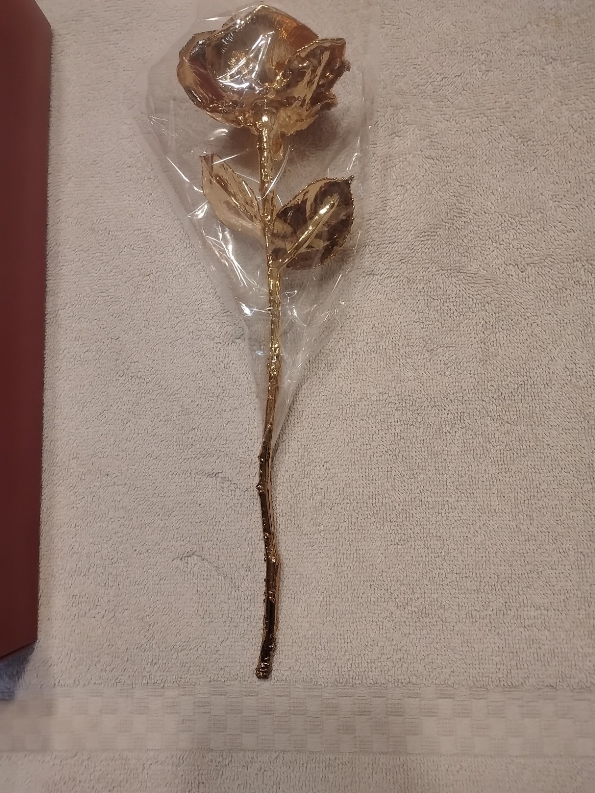 Real Rose Dipped In 24K Gold Red Gift Box