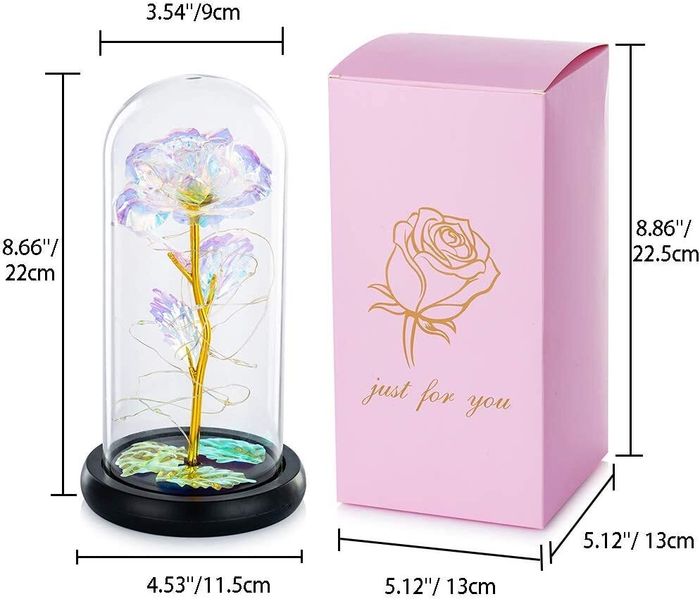 Light Up Roses Forever Rose Lamp Crystal Flower Birthday Gifts for Women