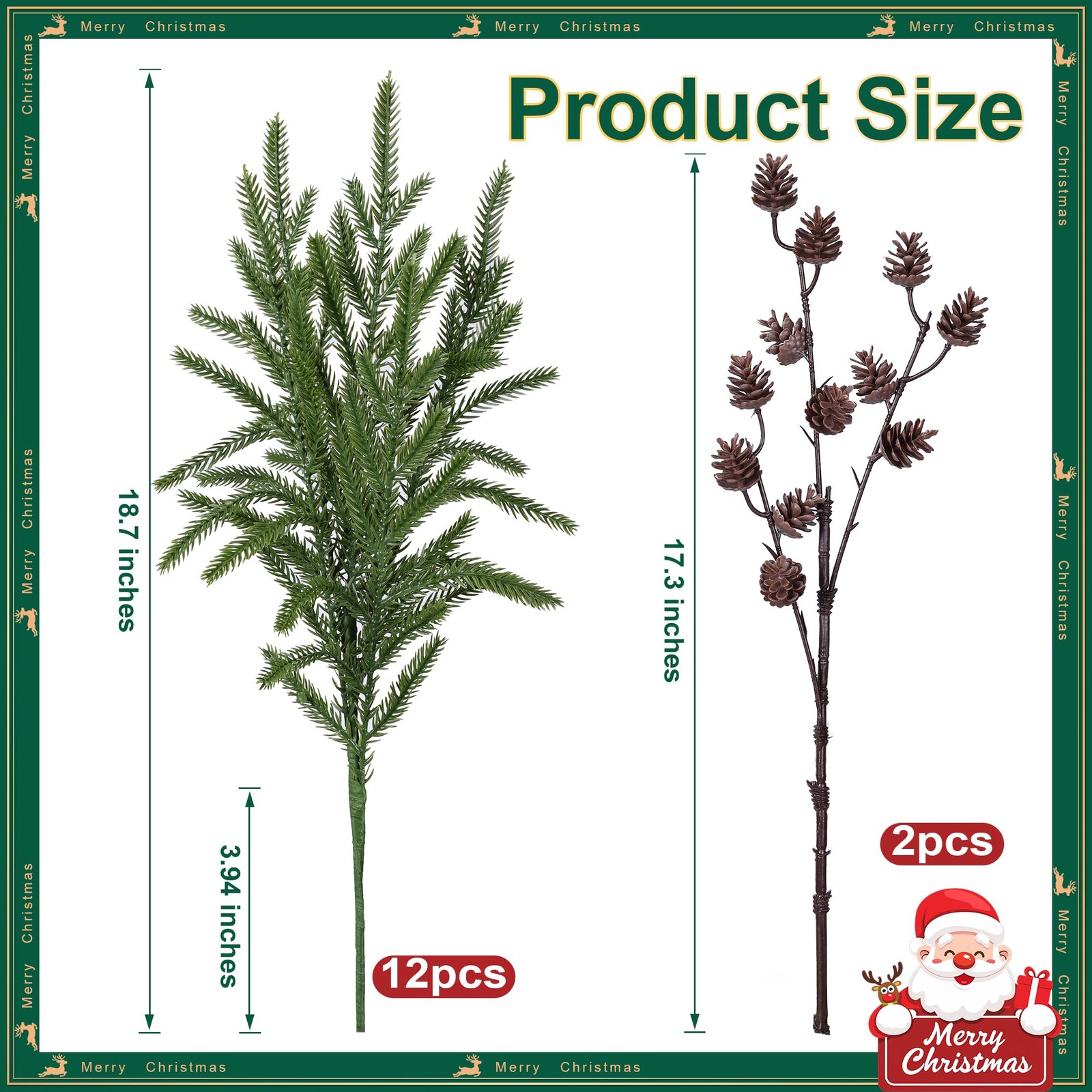 Artificial Christmas Norfolk Pine Stems Branches for Small Cones