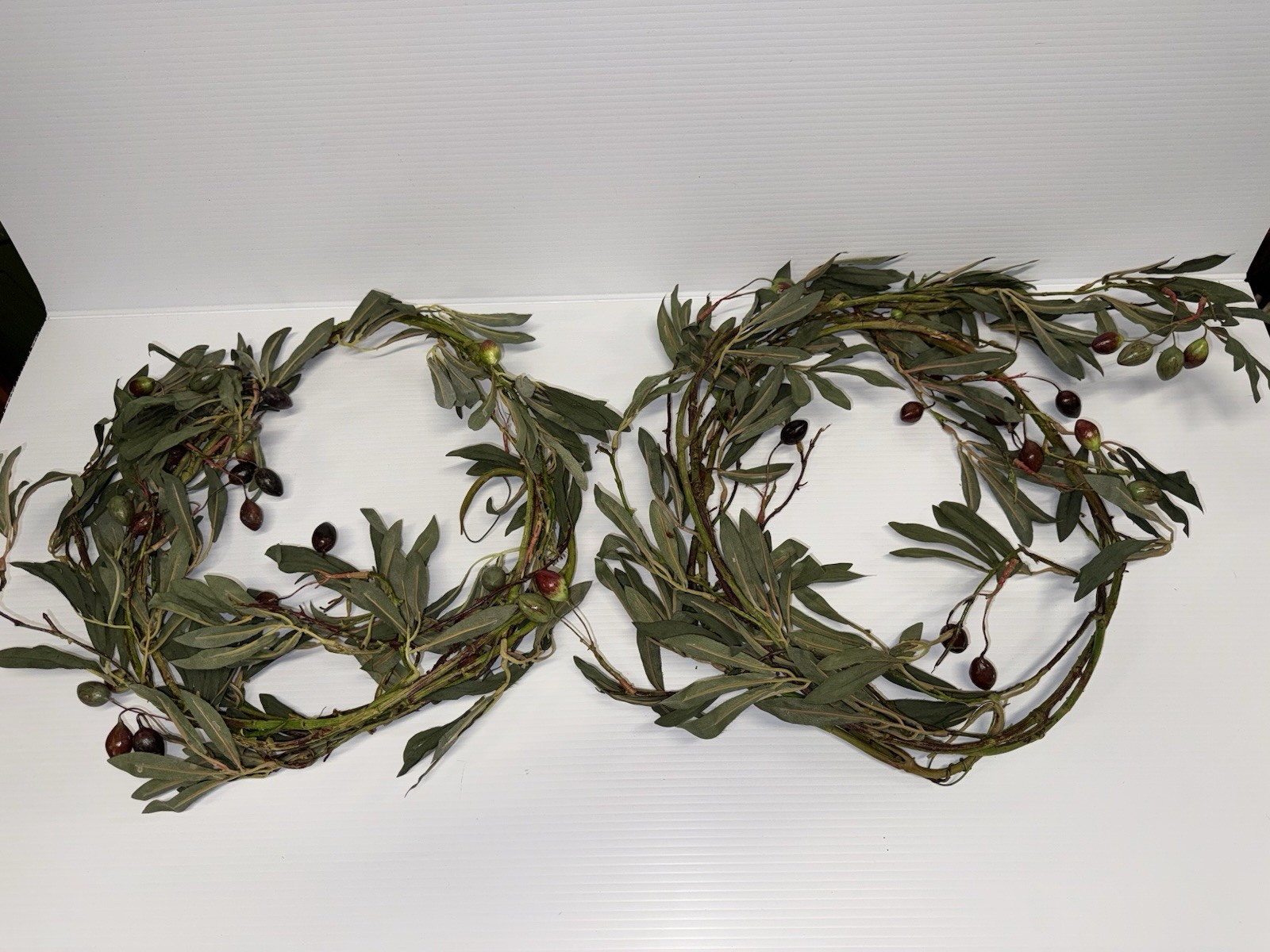 Lot of 2 6ft + Olive Branch Garlands Artificial Olive Tree Farmhouse Decor Wine