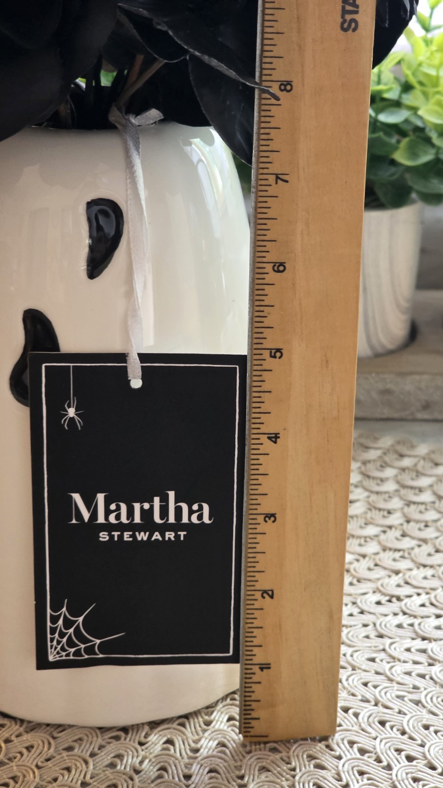 Martha Stewart Halloween Black Flower Floral Arrangement Ghost Vase