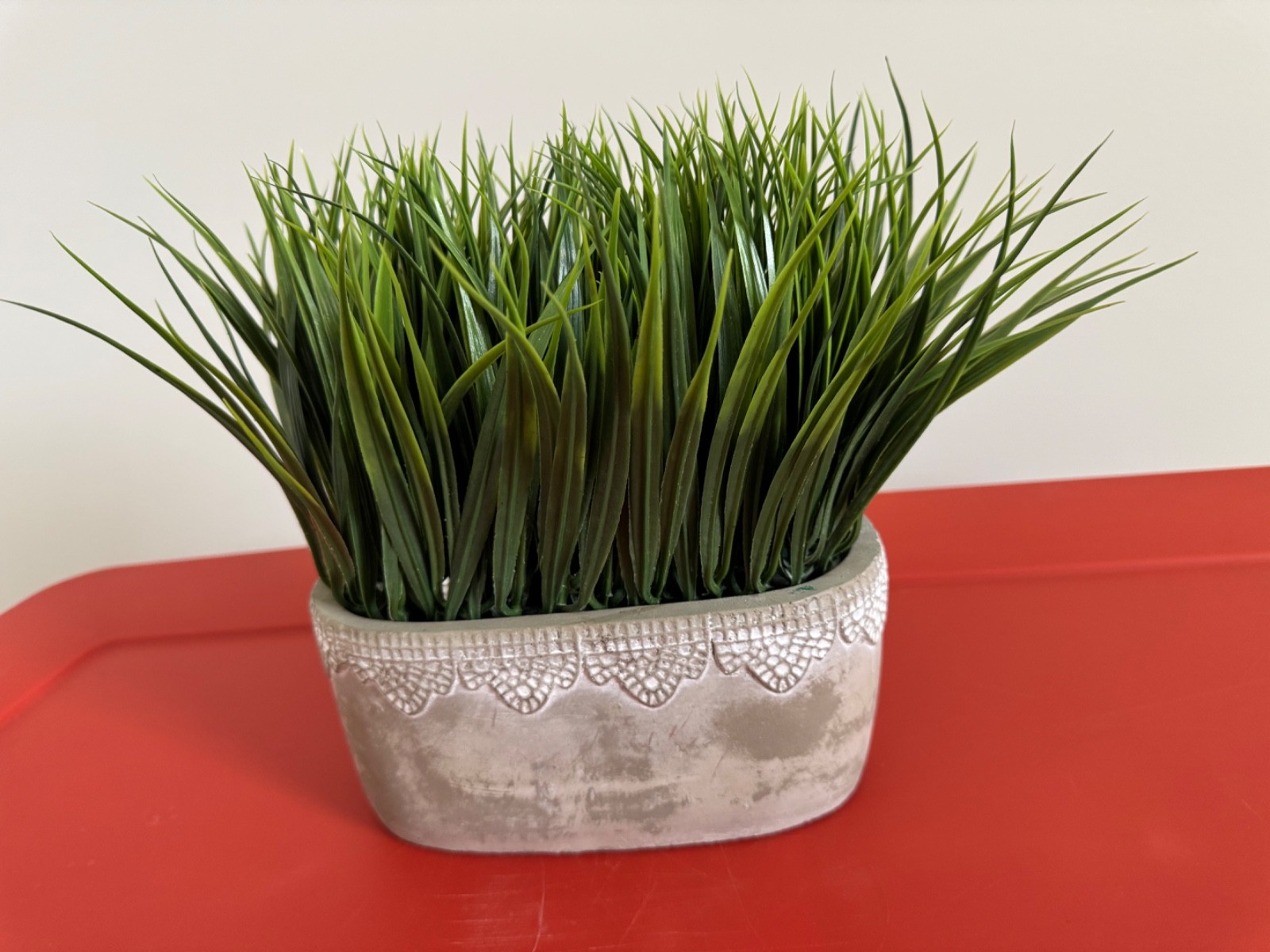 HOME Artificial Grass in Concrete Planter Patio Decorative Accent