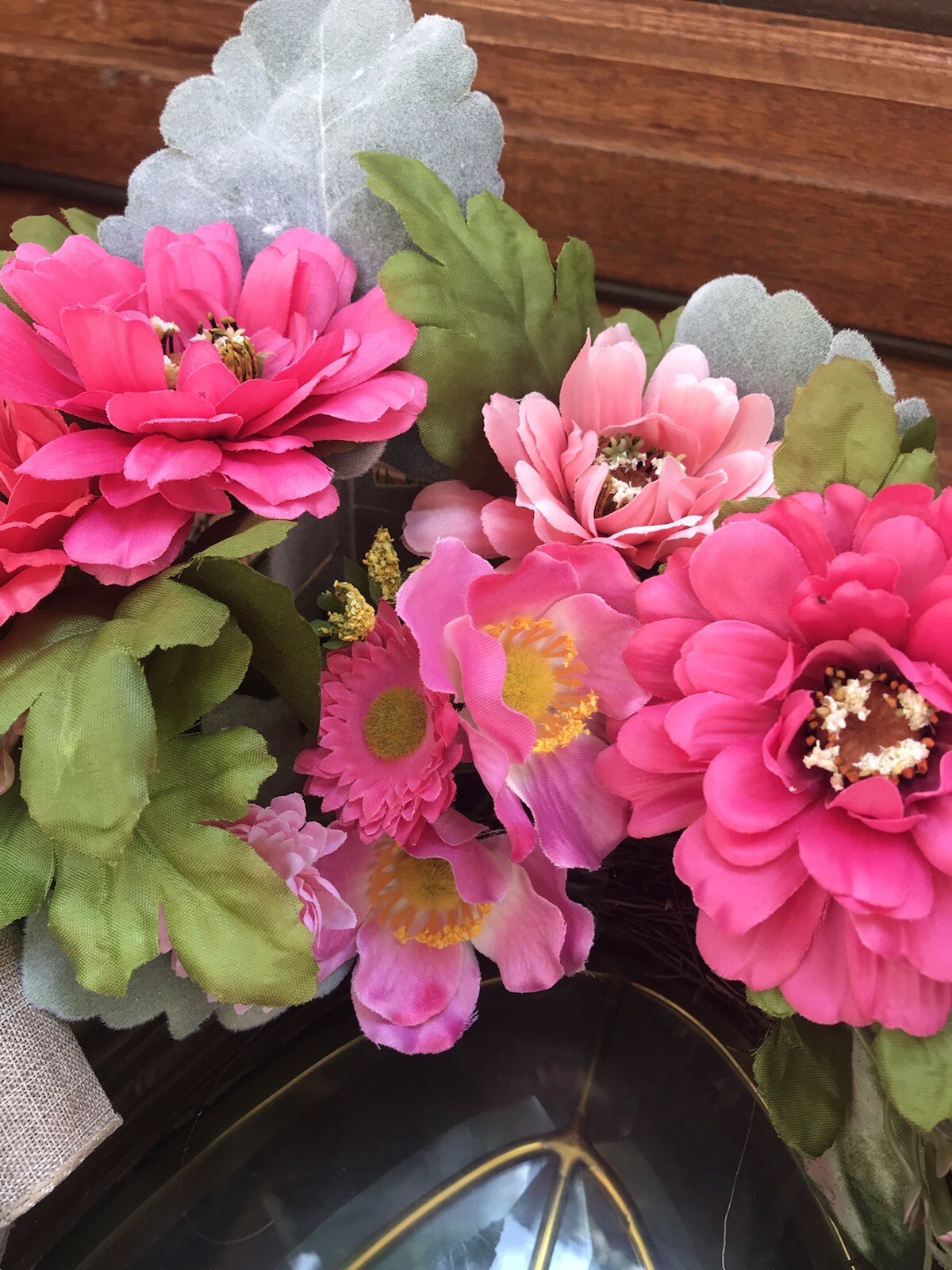 20” Pink Zinnia Wreath For Year Round Use free shipping