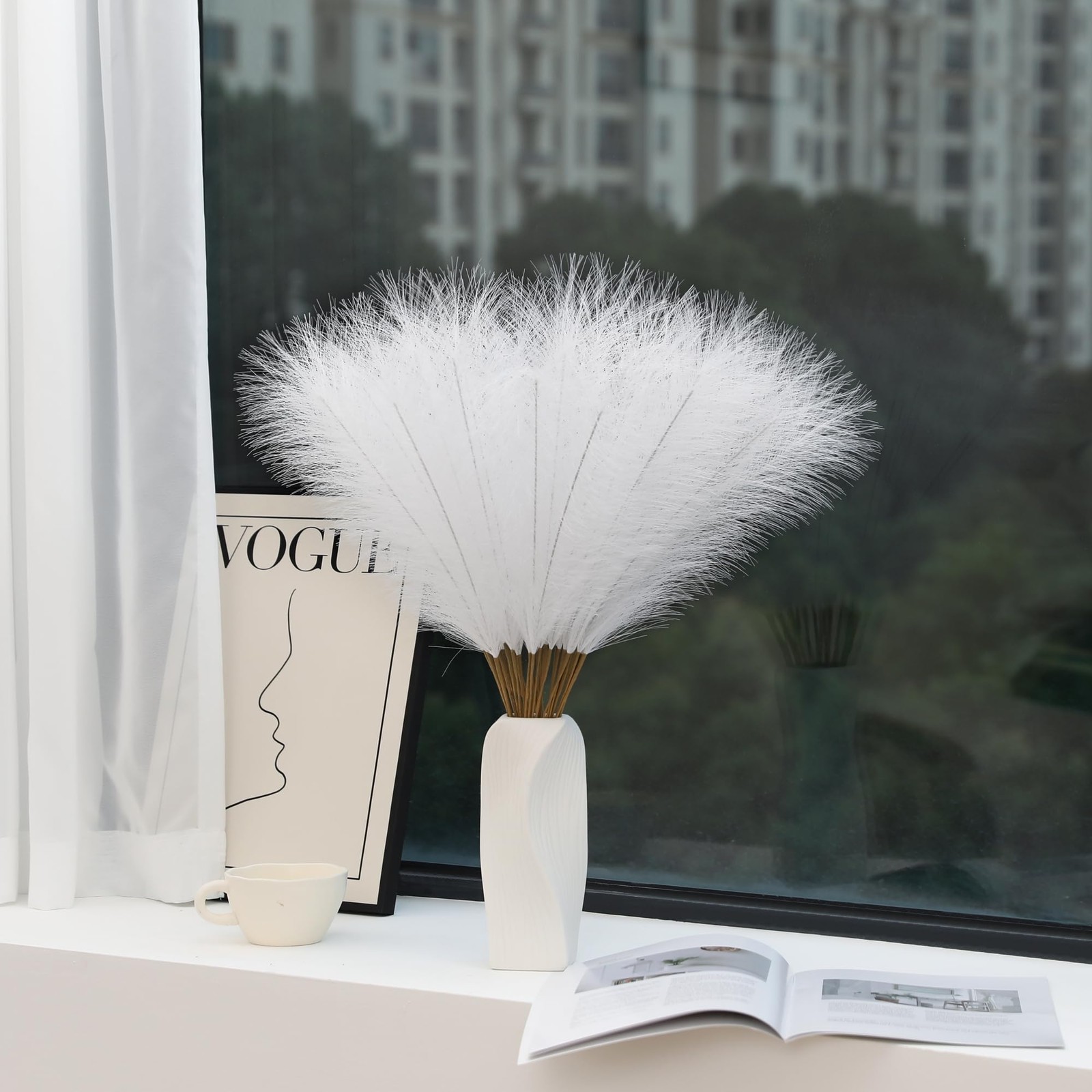 30 PCS 24 Inch White Faux Pampas Grass Decor Tall Artificial Plant Wedding