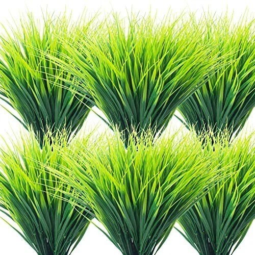 20 Bundles Artificial Outdoor Plants, Fake Wheat Grass Greenery Shrubs UV Res…