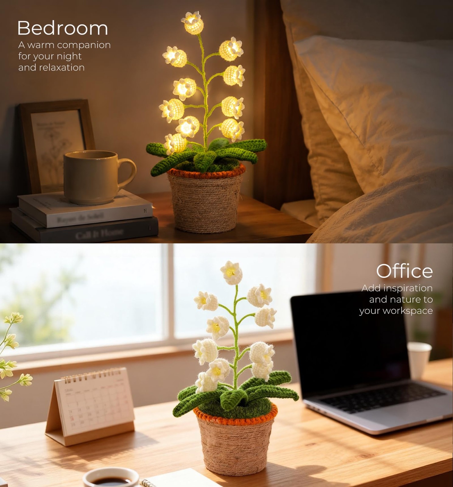 Lily of The Valley Lamp Crochet Flower Night Light Gift for