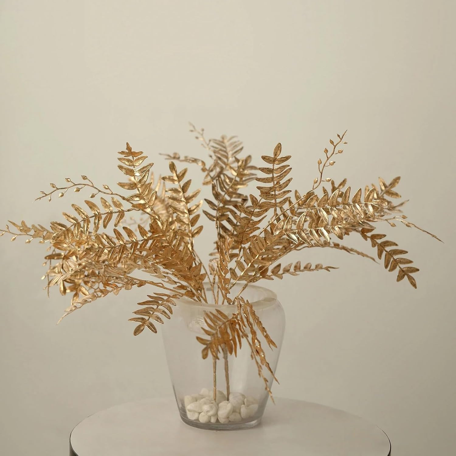 2 Gold 21 in Artificial Fern Leaf Branches Metallic Faux Greenery Stems Party Ce